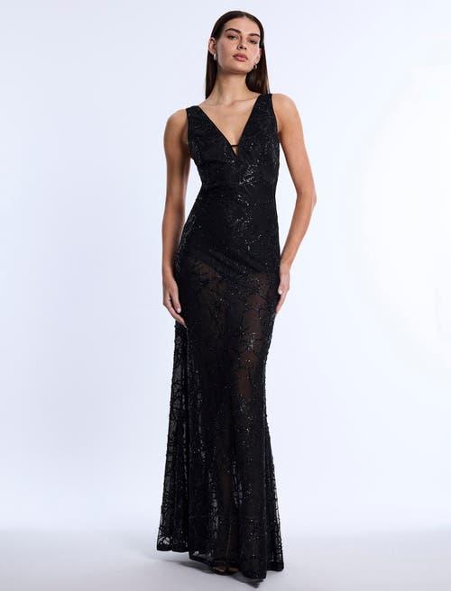 strapless open back dress Mesh & Sequin Gown  BCBGMAXAZRIA