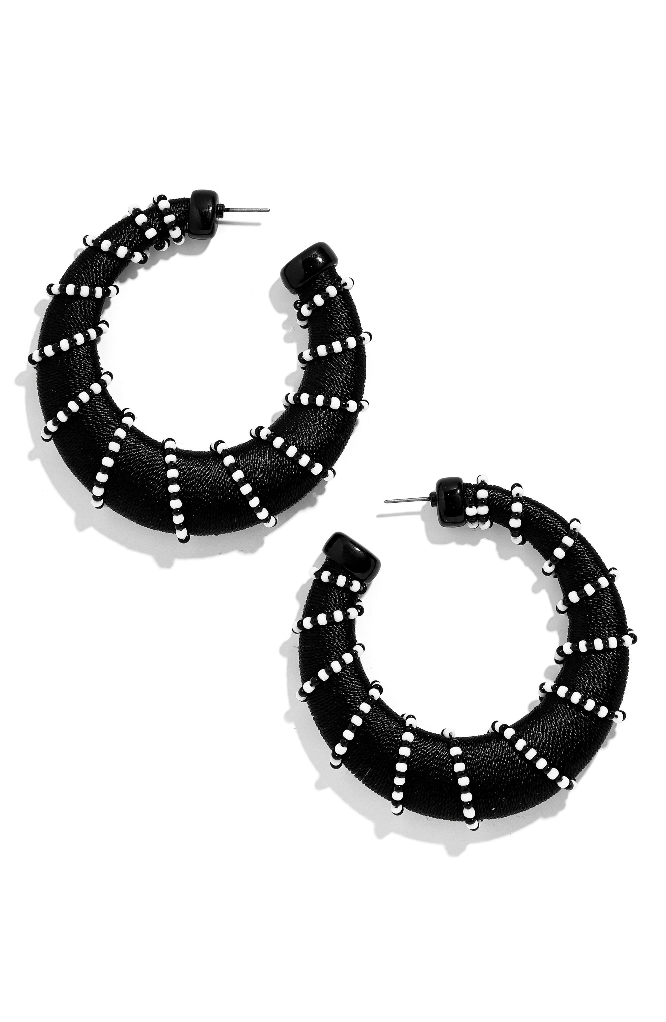 Lyst BaubleBar Beaded Hoop Earrings in Black