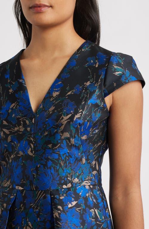 metallic jacquard fit & flare dress vince camuto Metallic Floral Jacquard Fit & Flare Dress (Women)