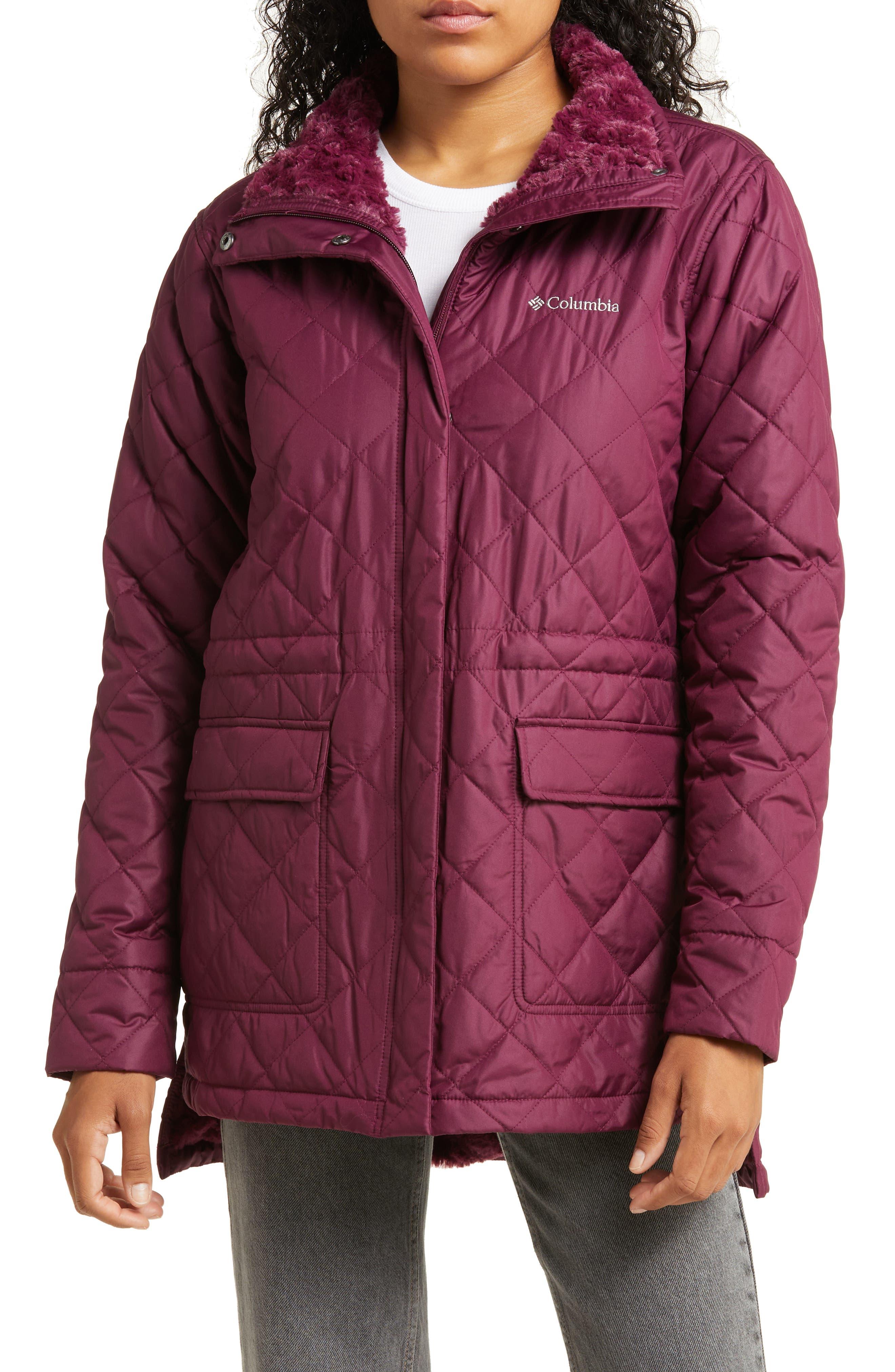 Columbia copper crest quilted long jacket sale