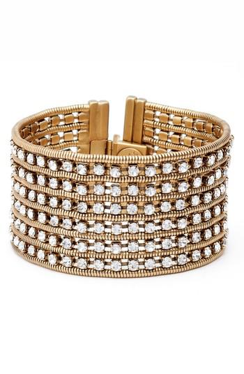 Loren Hope Nina Wide Bracelet In Gold Crystal Metallic Lyst Loren Hope Nina Wide Bracelet In Gold