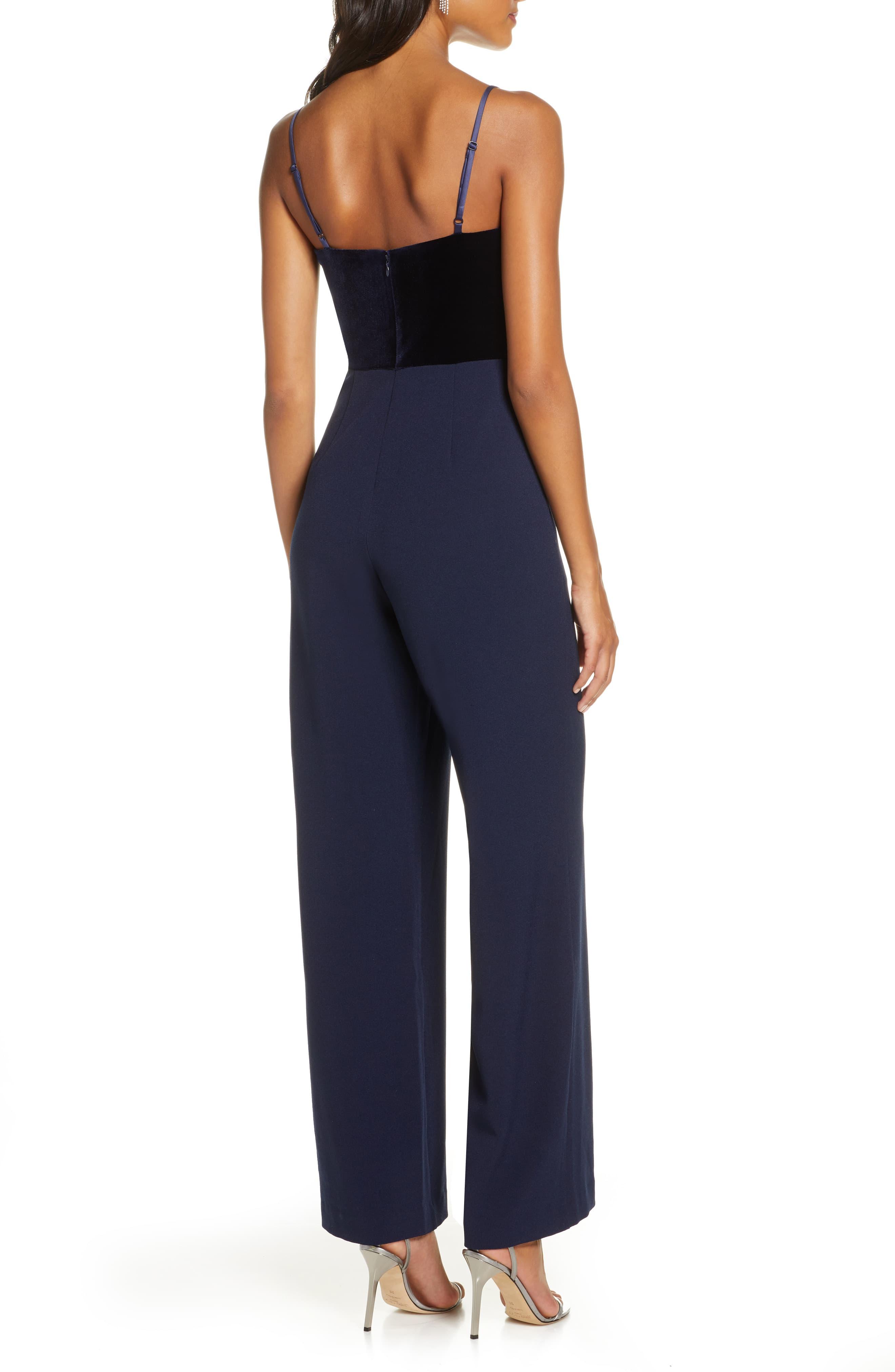 eliza j velvet jumpsuit