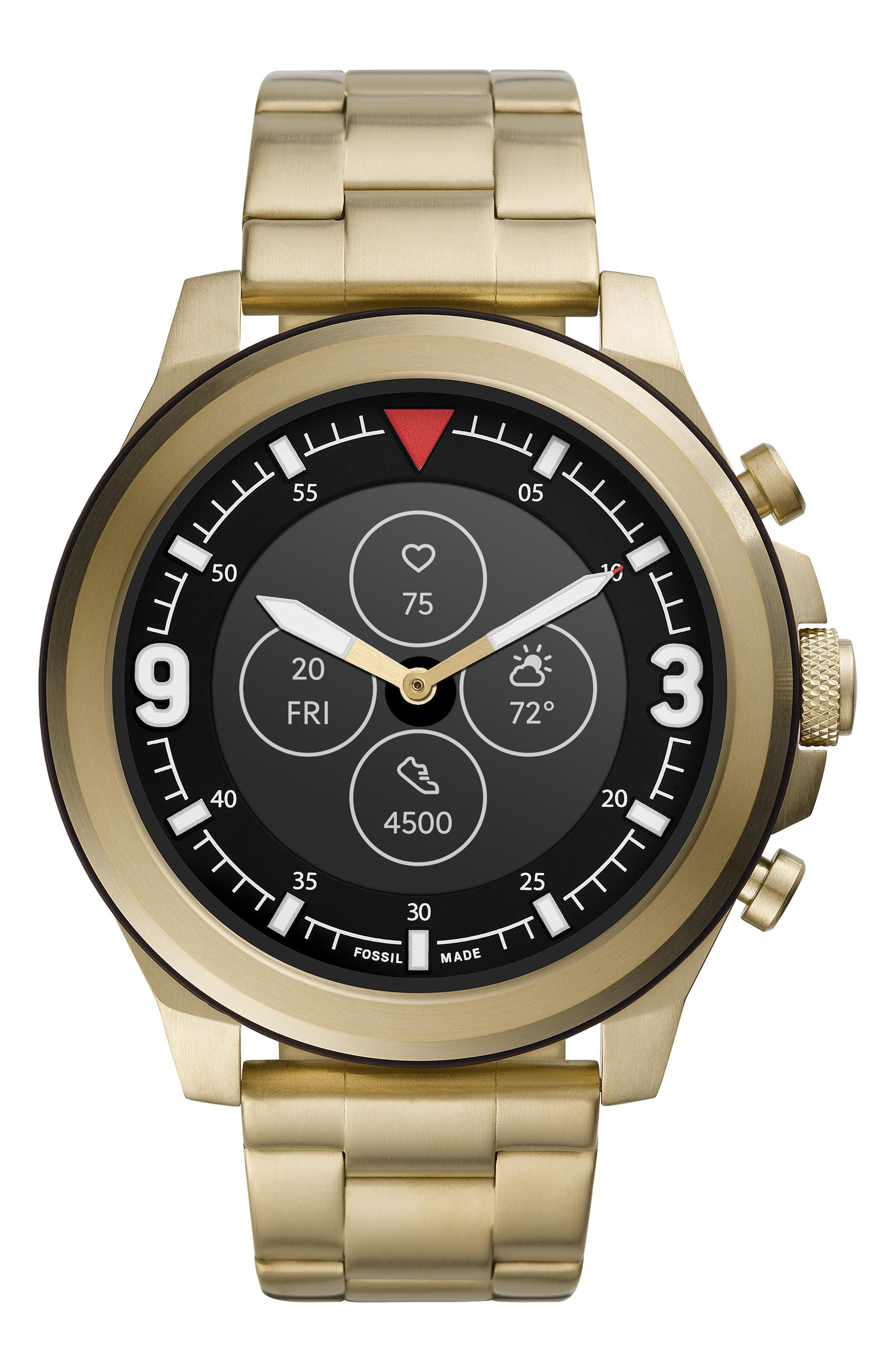 Fossil Latitude Hybrid Hr Chronograph Smart Bracelet Watch in Gold