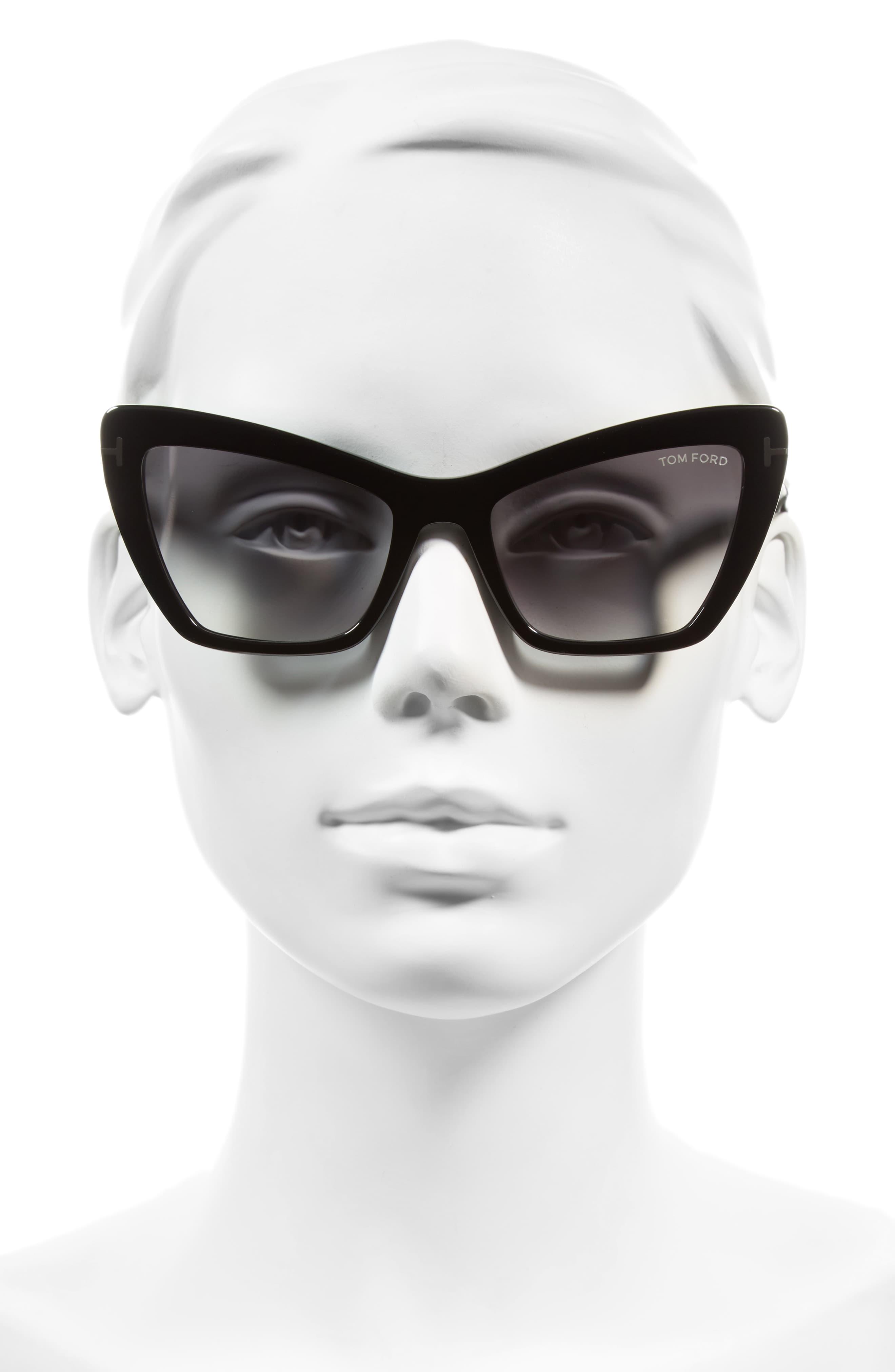 Tom Ford Valesca 55mm Cat Eye Sunglasses - Shiny Black/ Gradient Smoke ...