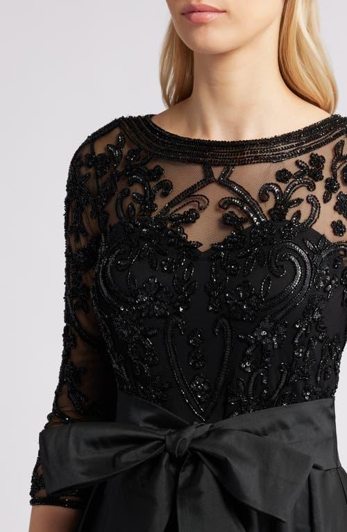 illusion neckline beaded dress in black rosegold Pisarro Nights Neck Taffeta Cocktail category_mini-dresses 34 Shoulder Size:3XLT Banana Republic Polka Dot