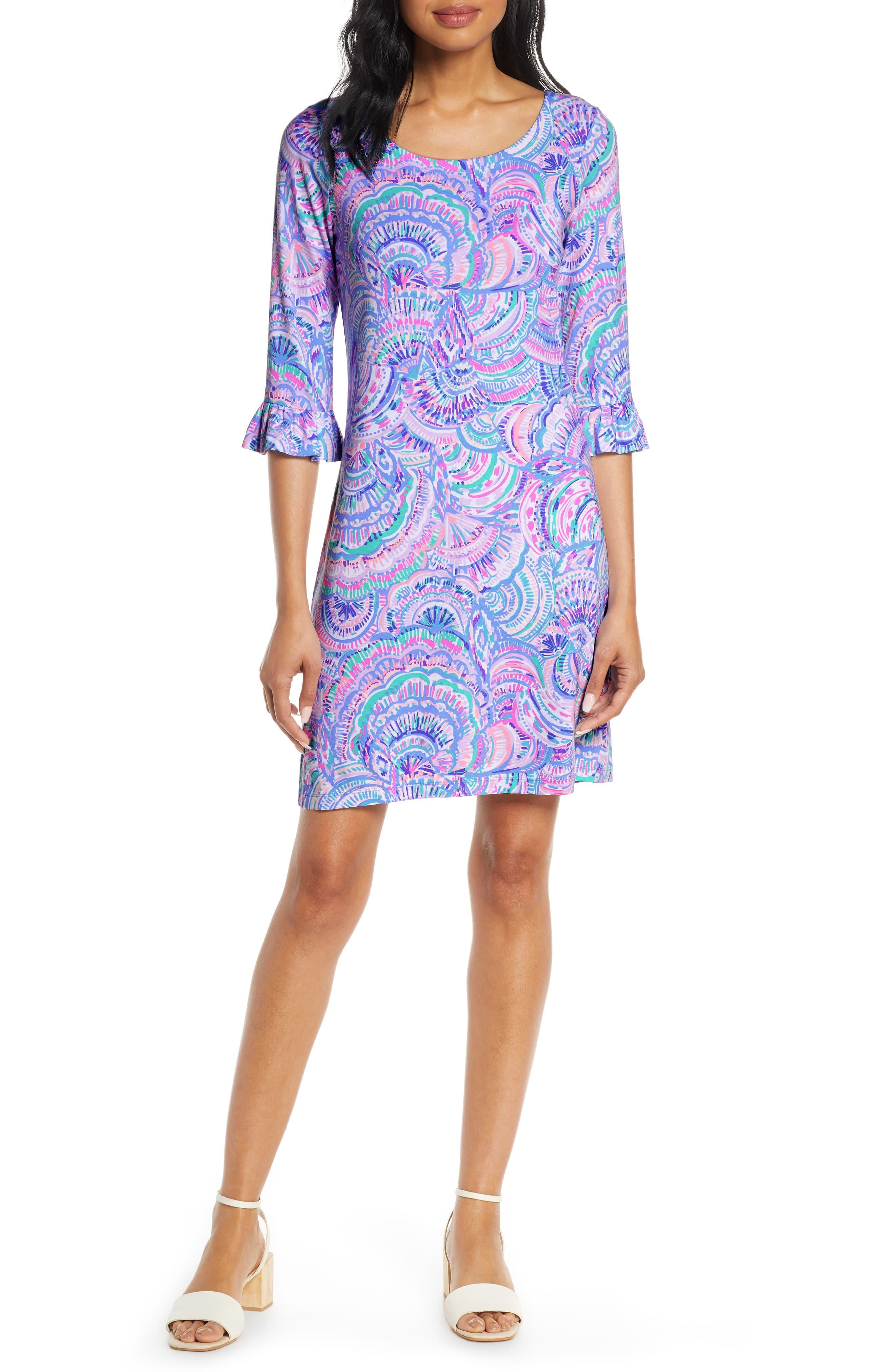 Lilly Pulitzer Lilly Pulitzer Sophie Upf 50+ Ruffle Shift Dress in Blue