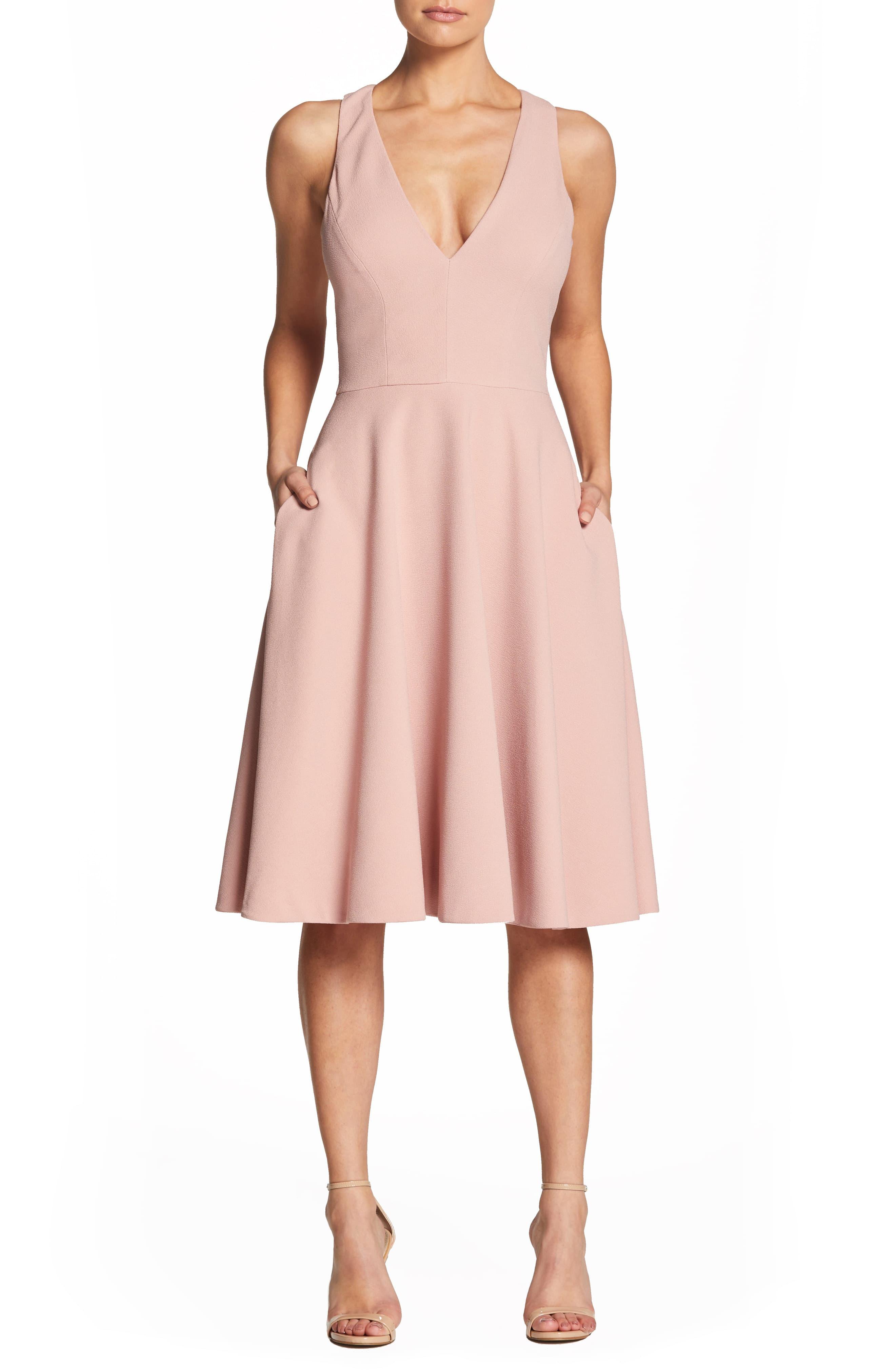 Dress the Population Catalina Fit & Flare Cocktail Dress in Blush (Pink) - Lyst
