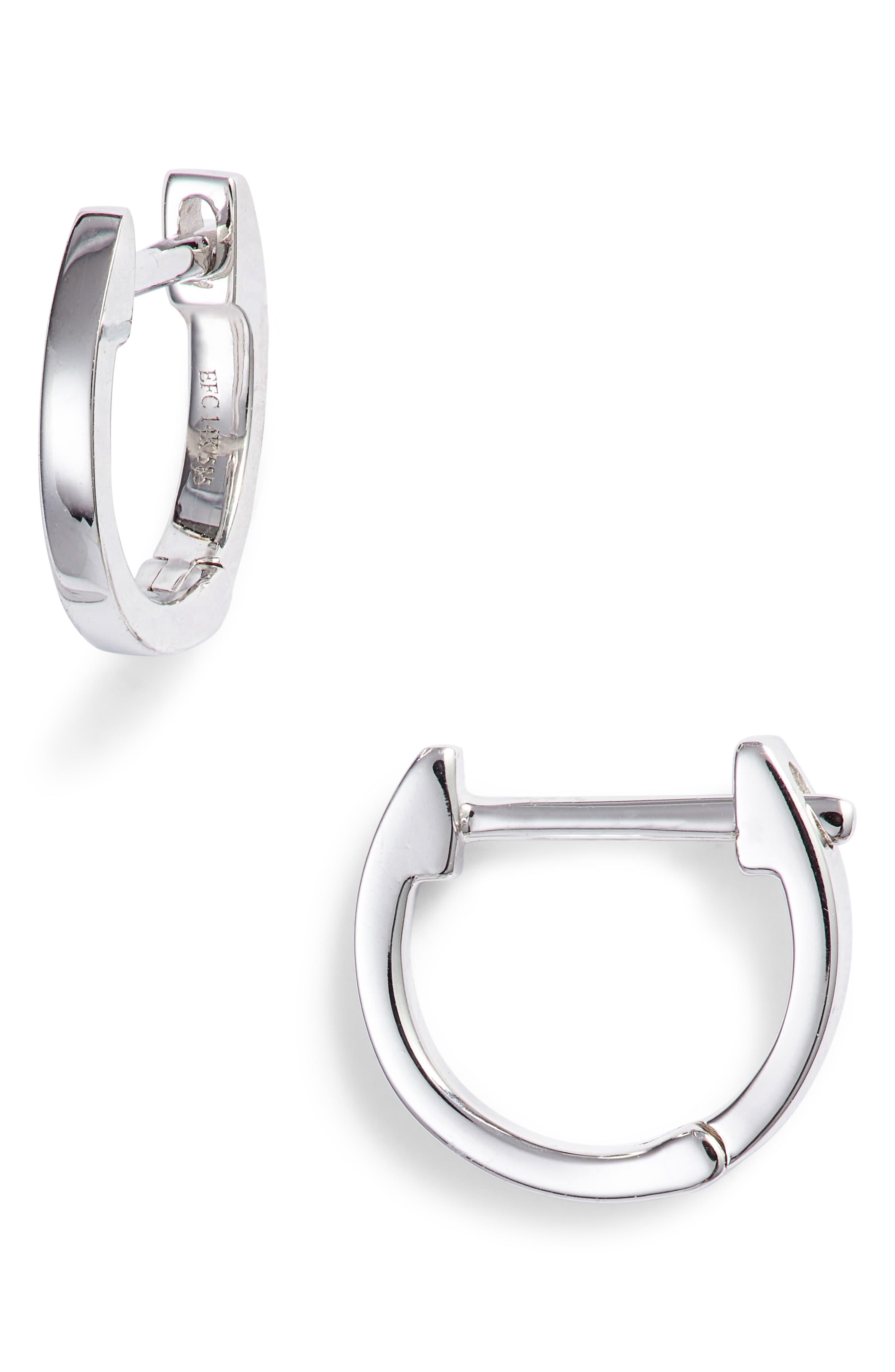 EF Collection Mini Huggie Hoop Earrings in White Gold (Metallic) Lyst