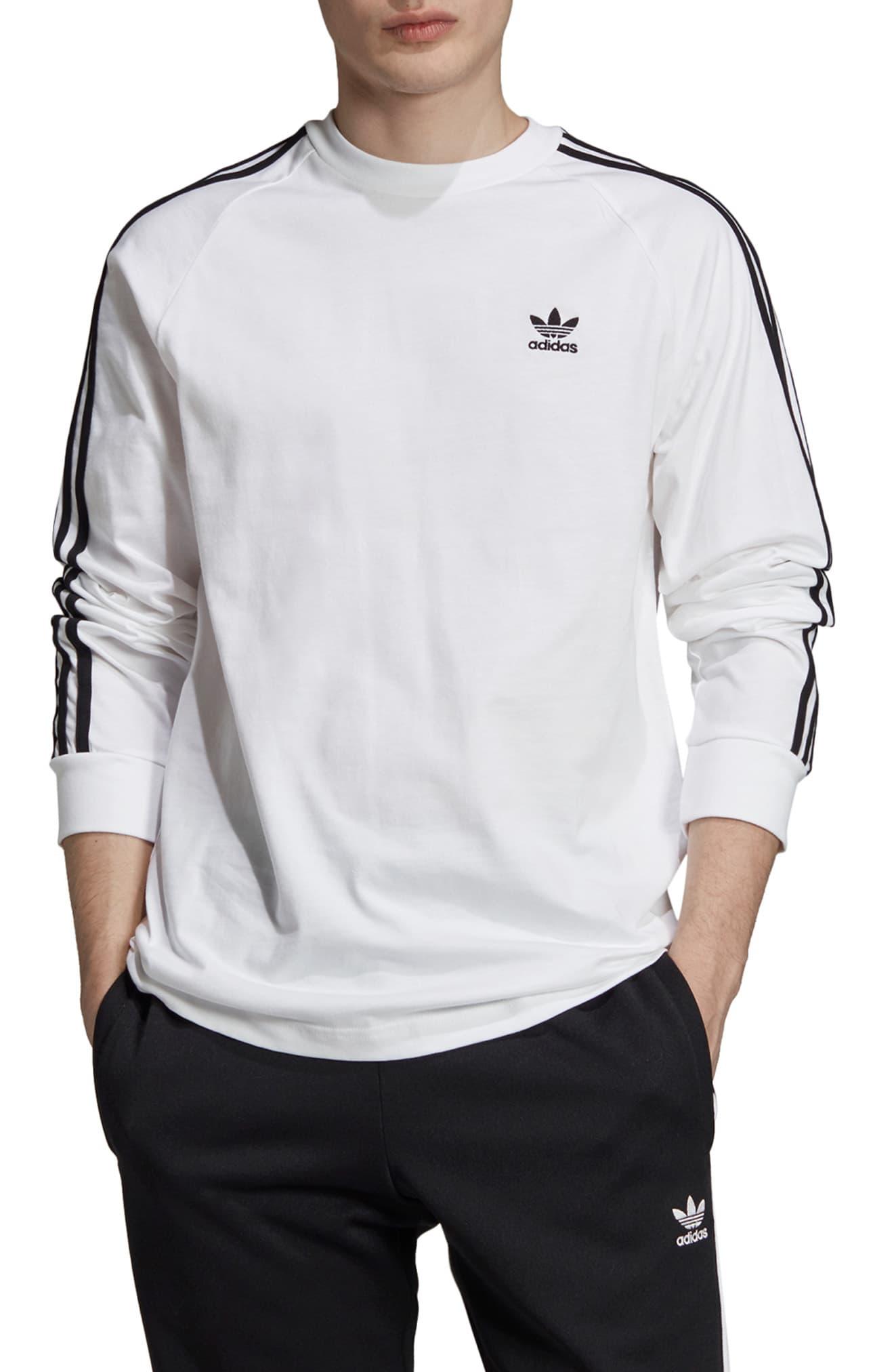 adidas Originals 3-stripes Long Sleeve T-shirt in Gray for Men | Lyst