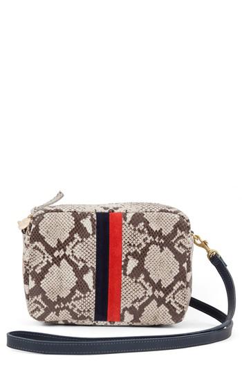 clare v snakeskin crossbody