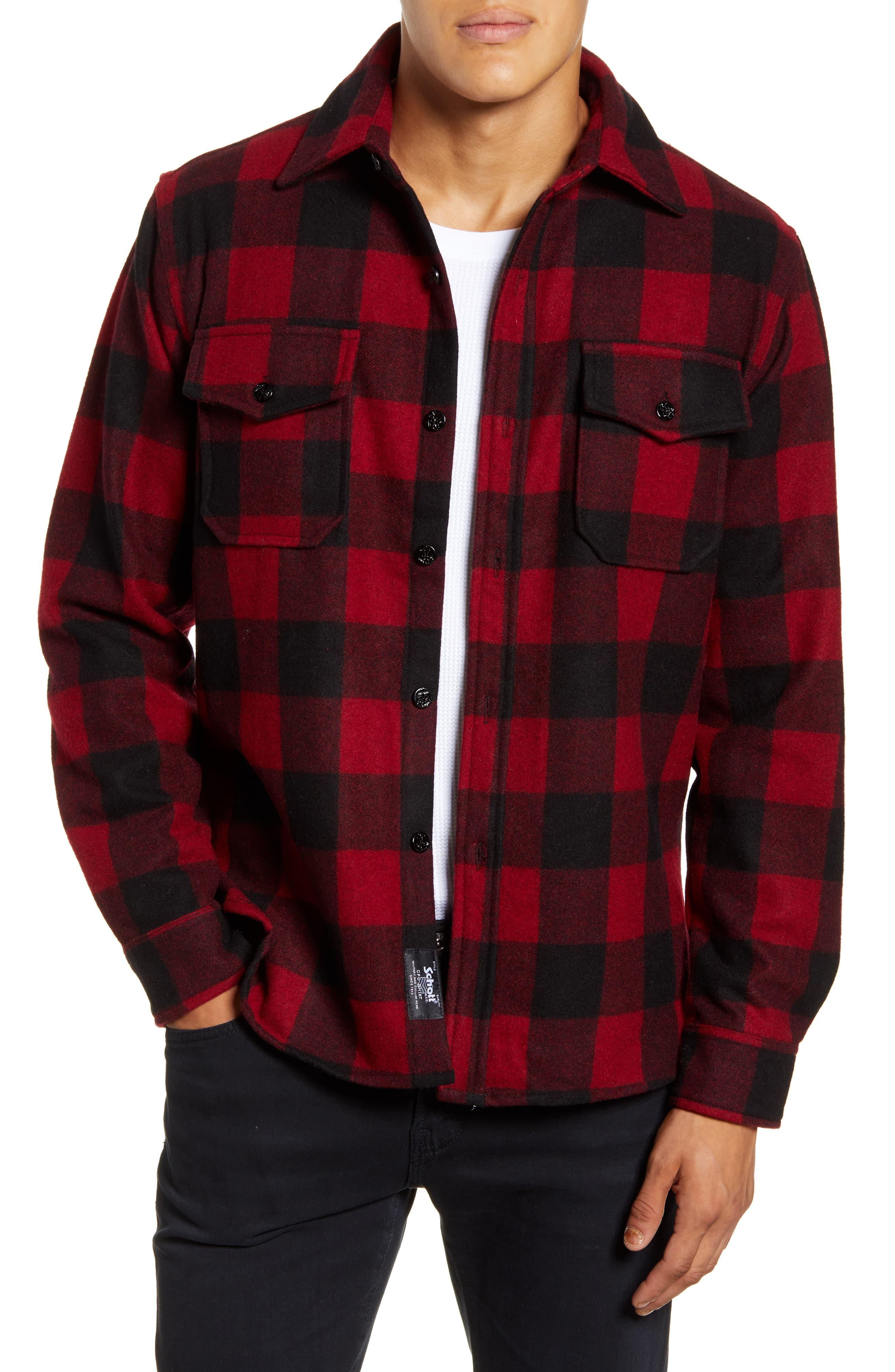 Schott Nyc Water Resistant Wool Blend Shirt Jacket in Red for Men Lyst