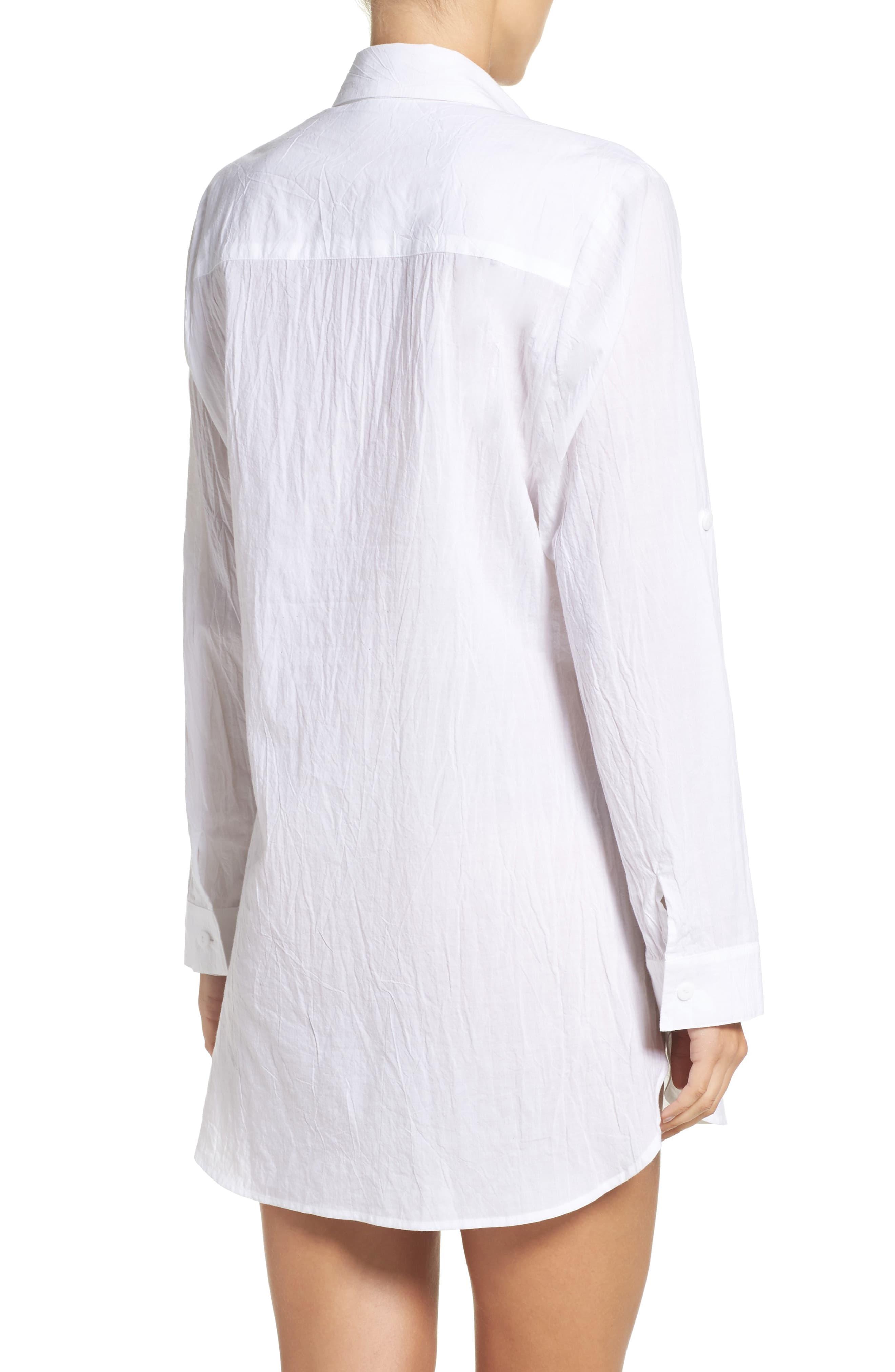 Tommy Bahama Cotton Boyfriend Shirt Cover-up in White/ White (White ...