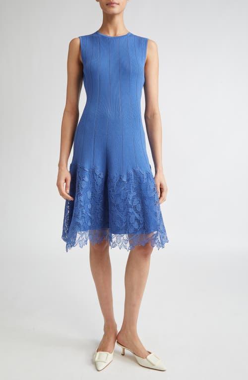 Lela Rose Lace Trim Sleeveless Rib Dress in Blue Lyst