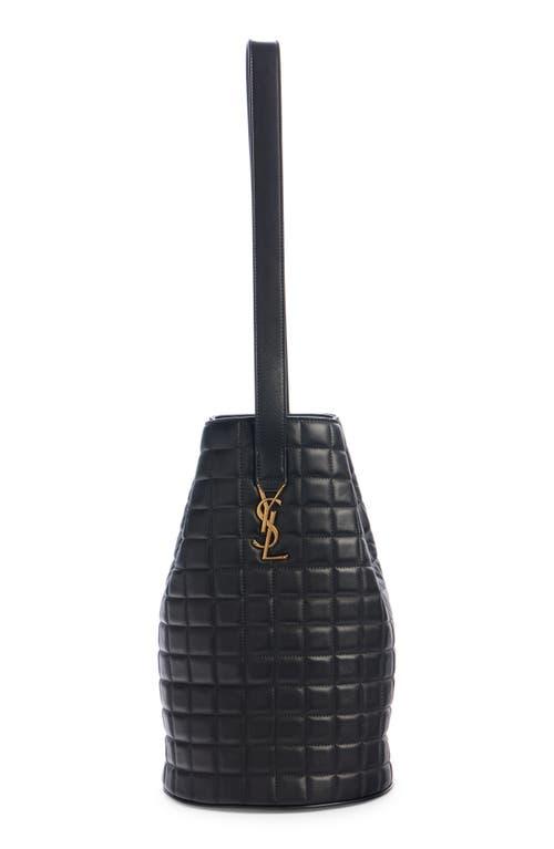 Saint Laurent Medium Quilted Leather Bucket Bag in Black | Lyst