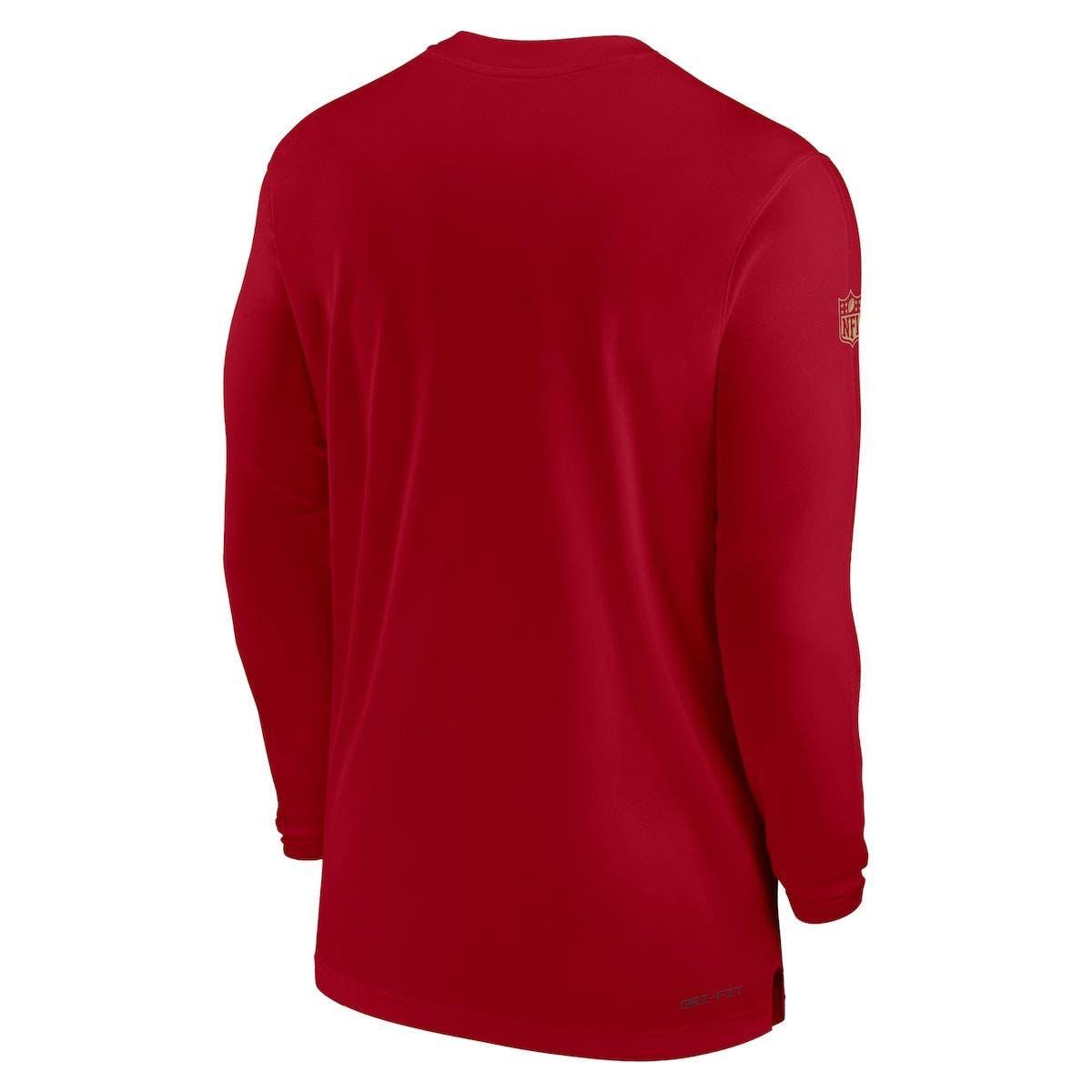 Nike Scarlet San Francisco 49ers Sideline Performance Long Sleeve Hoodie  T-shirt in Red for Men