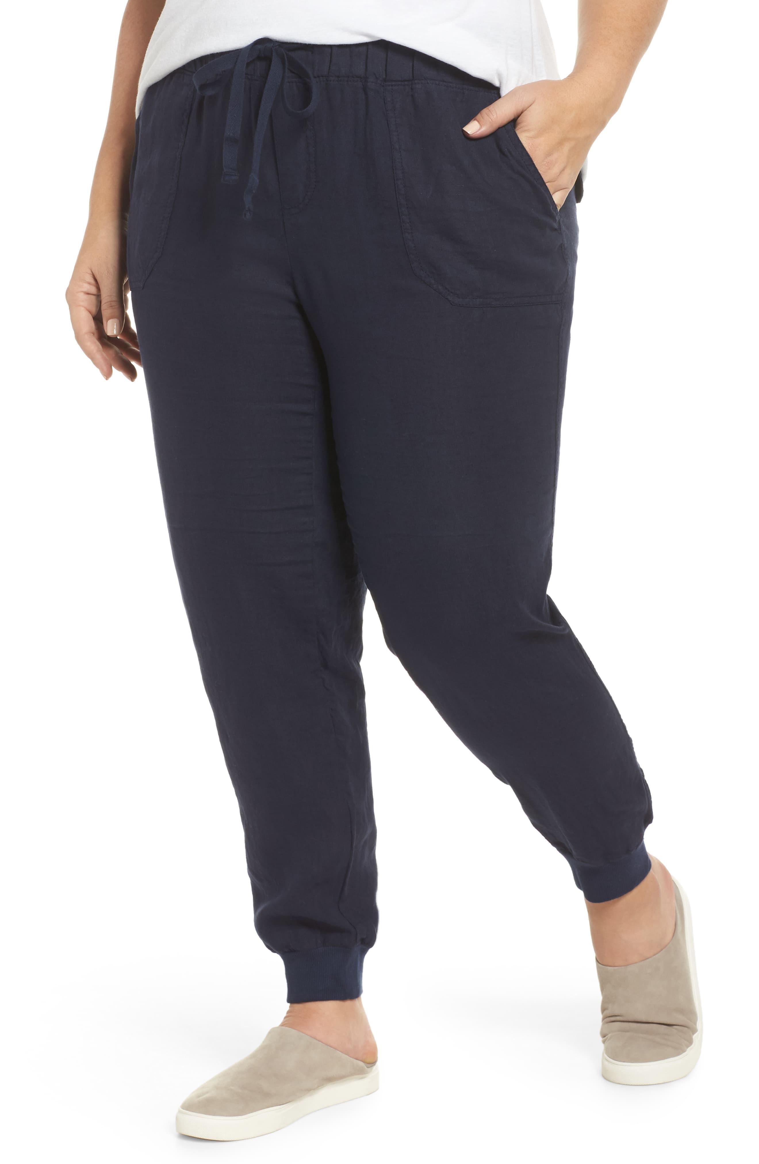 olive linen joggers