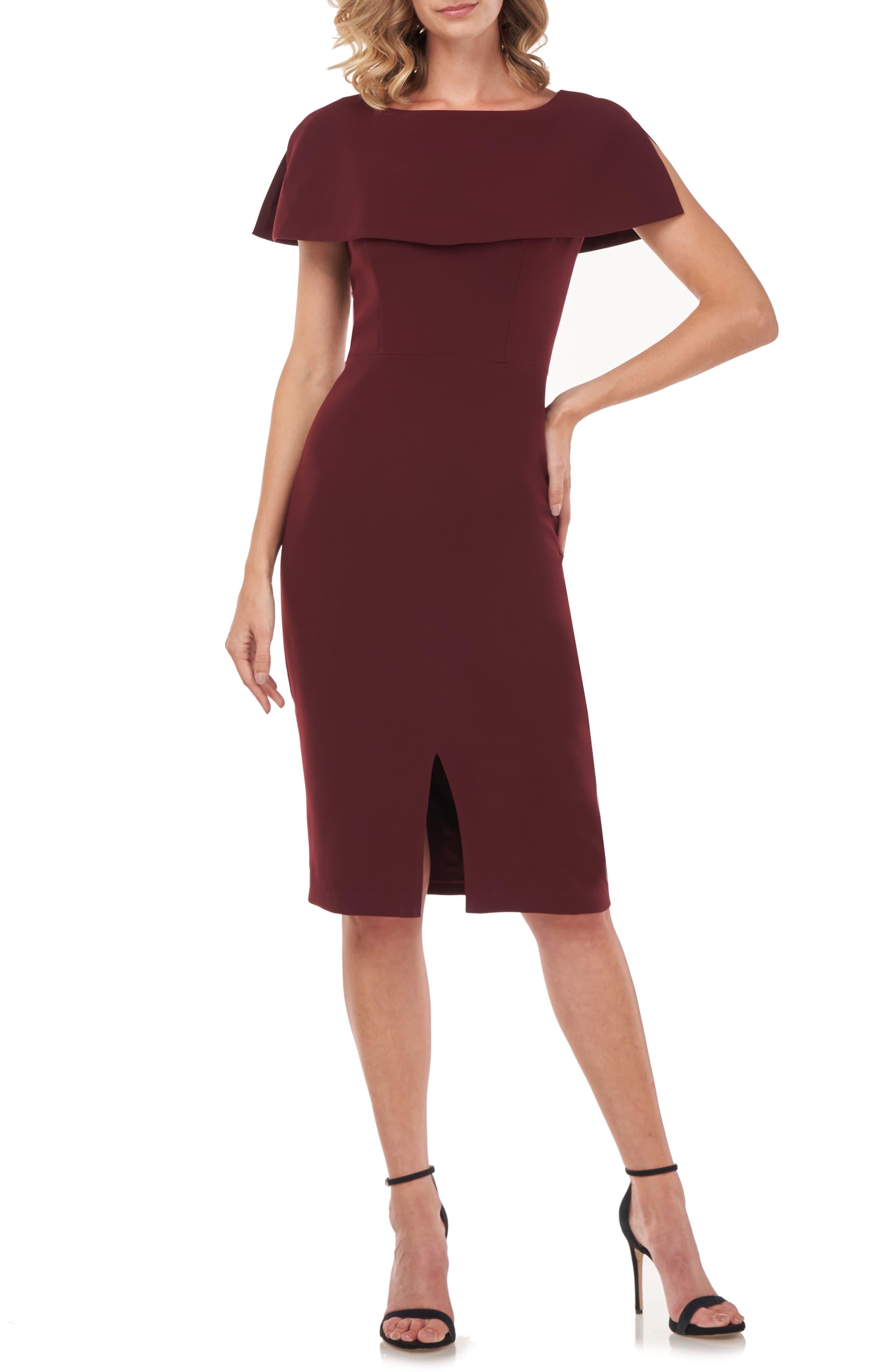 burgundy sheath dress