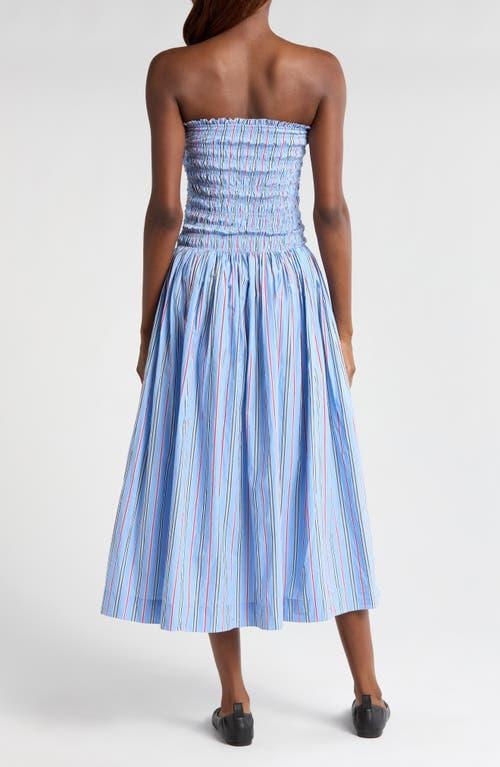 Damson Madder Mia Tie Neck Strapless Midi Dress in Blue | Lyst