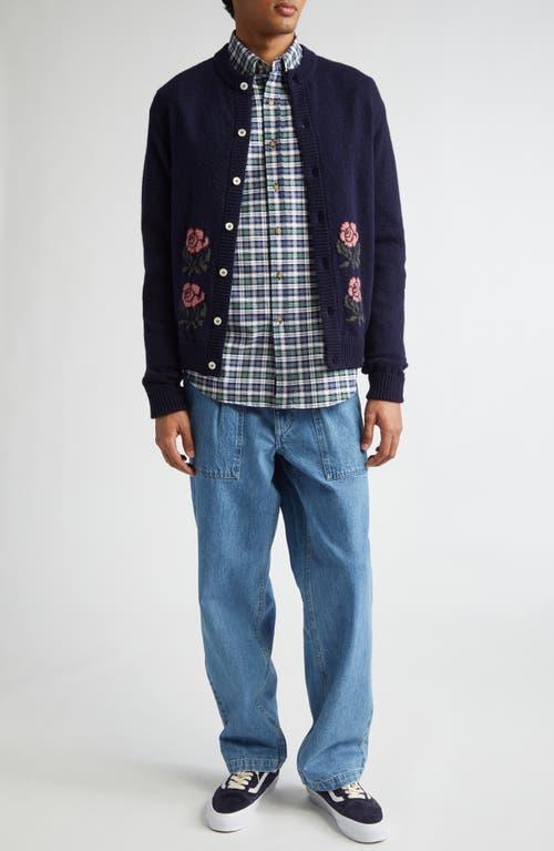 Noah Floral Shetland Wool Cardigan in Blue for Men | Lyst