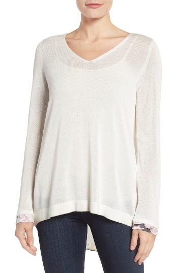 nydj cutaway back layer look sweater in white lyst nydj cutaway back layer look sweater in white lyst