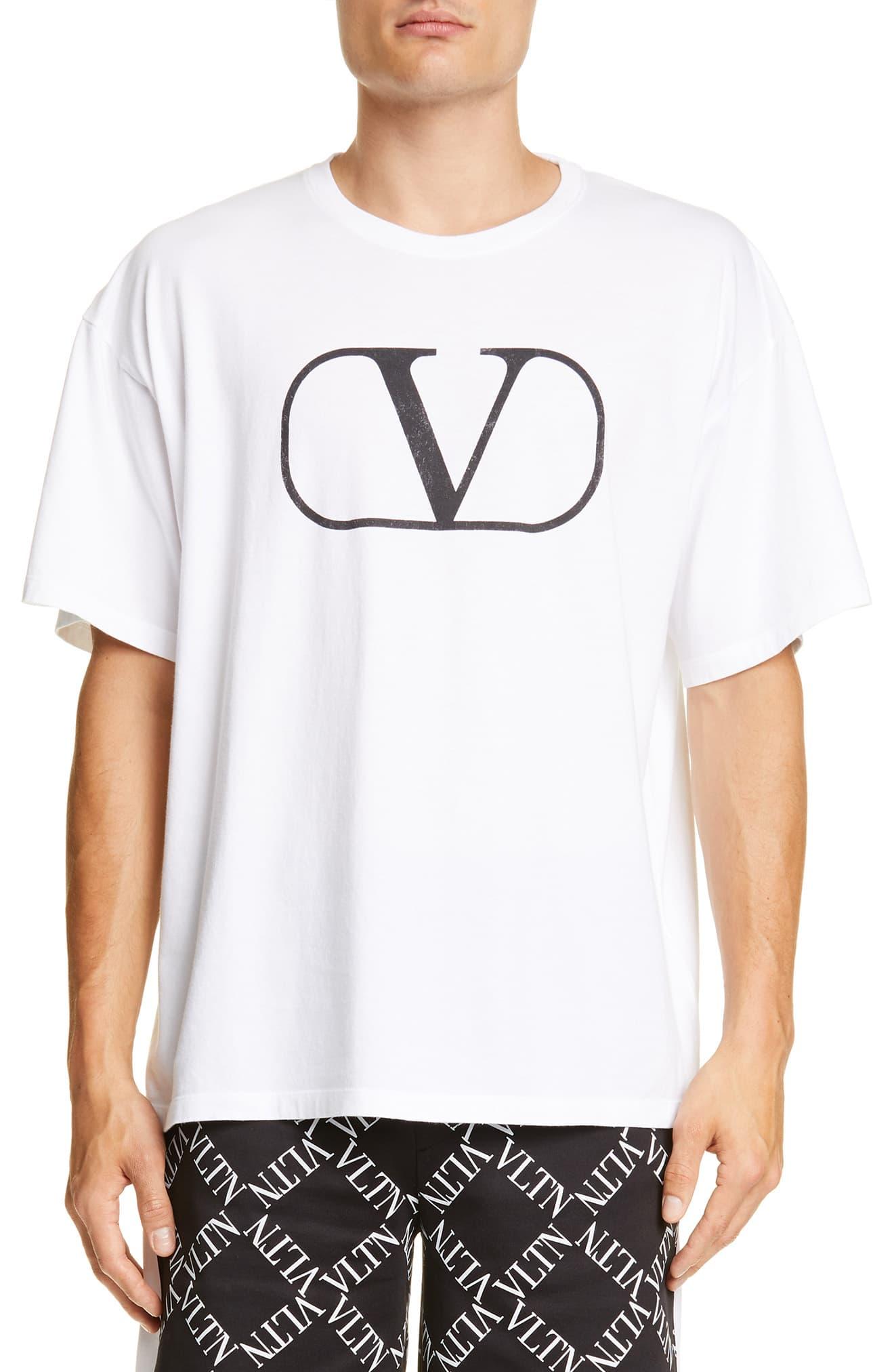 Valentino V Logo T Shirt In White Black White For Men Lyst