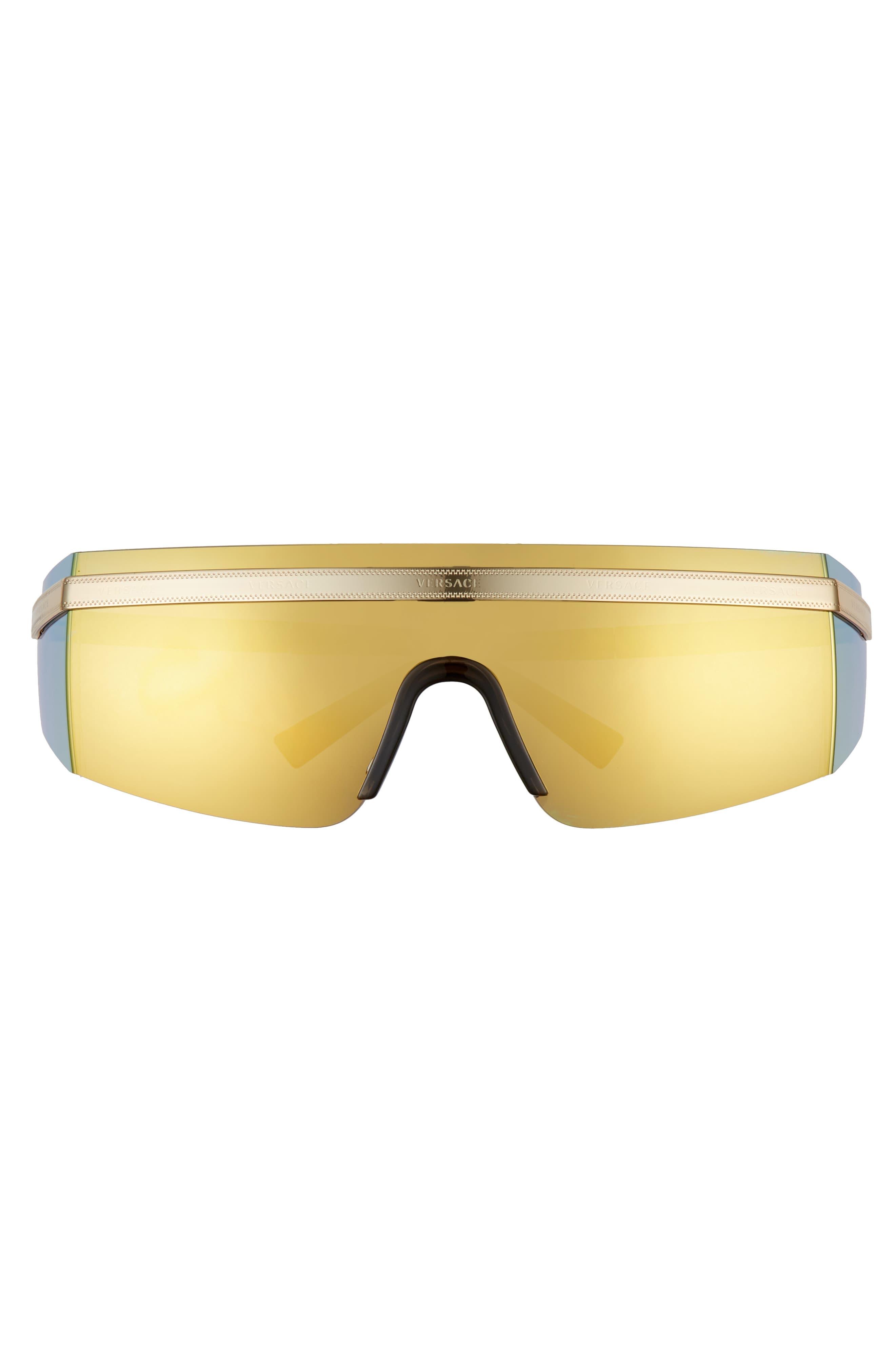 Versace Irregular 137mm Shield Sunglasses In Gold Metallic For Men Lyst