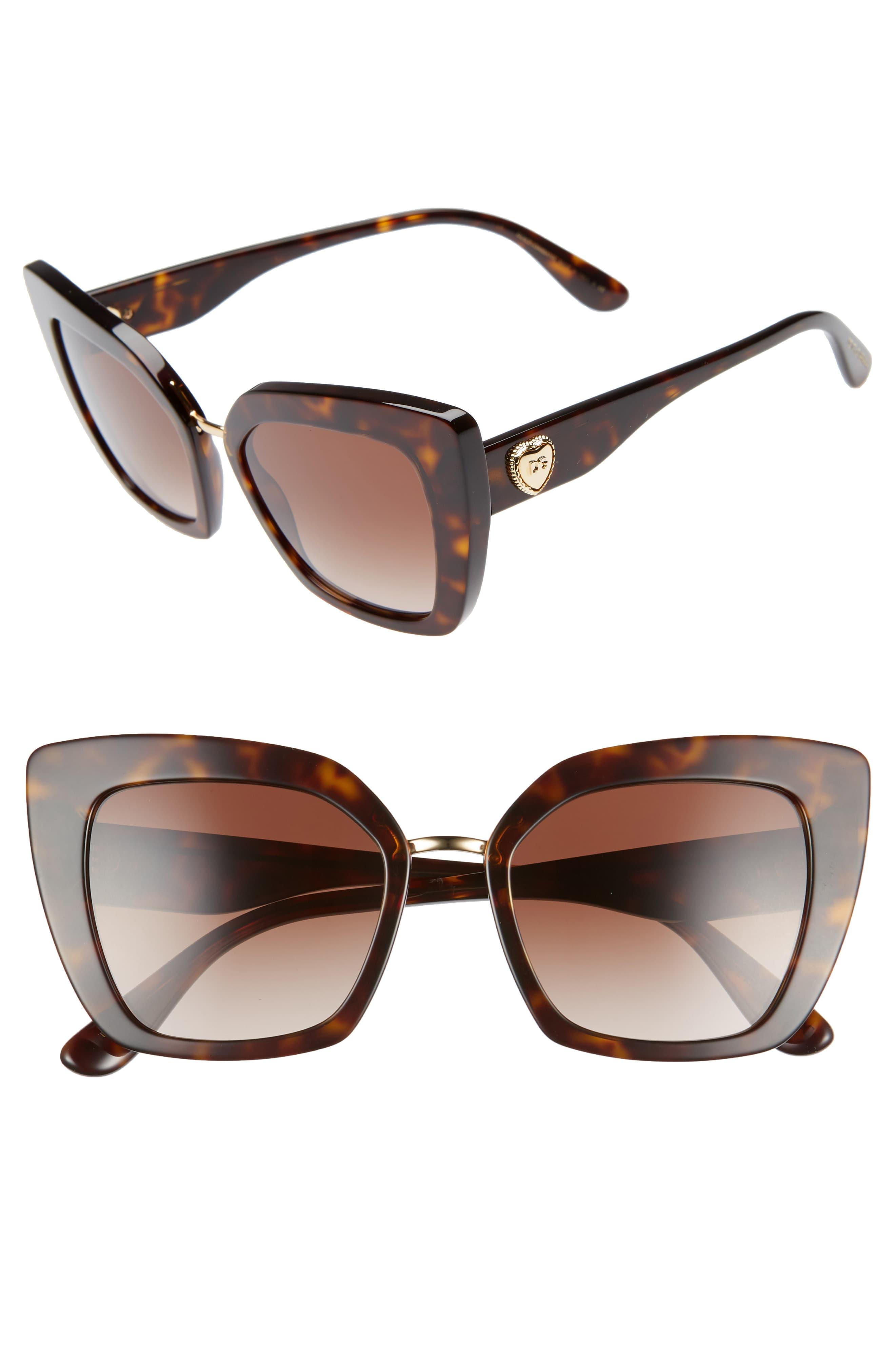 Dolce & Gabbana 52mm Cat Eye Sunglasses - Havana - Lyst