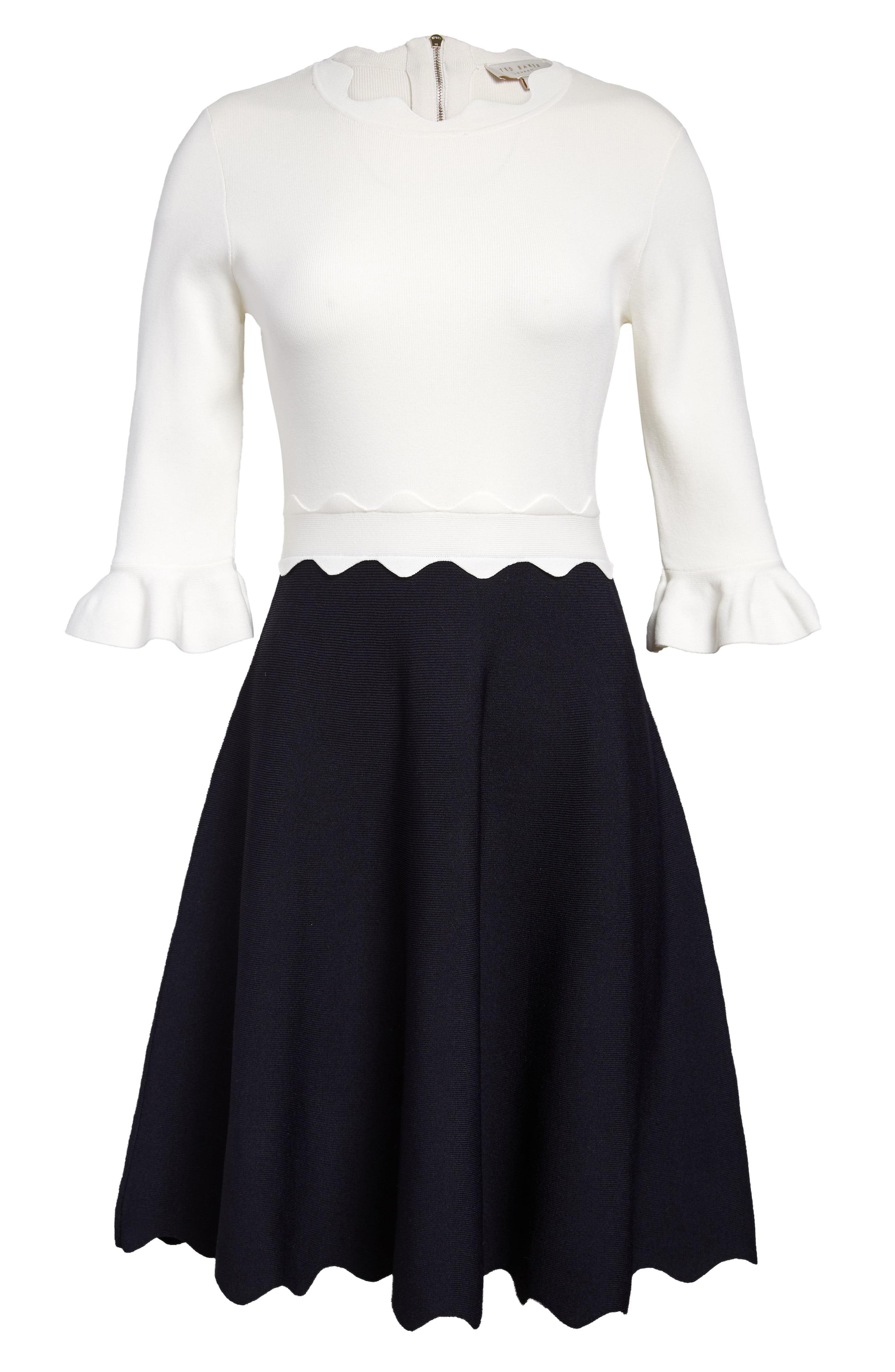 Ted Baker Lauron Crewneck Scallop-edge Skater Dress in Blue | Lyst