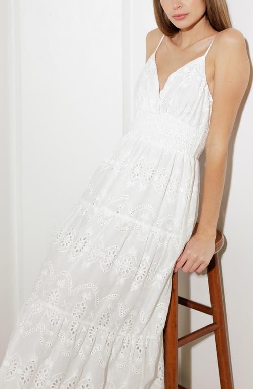 FREEMARKET Eyelet Embroidery Midi Dress in White
