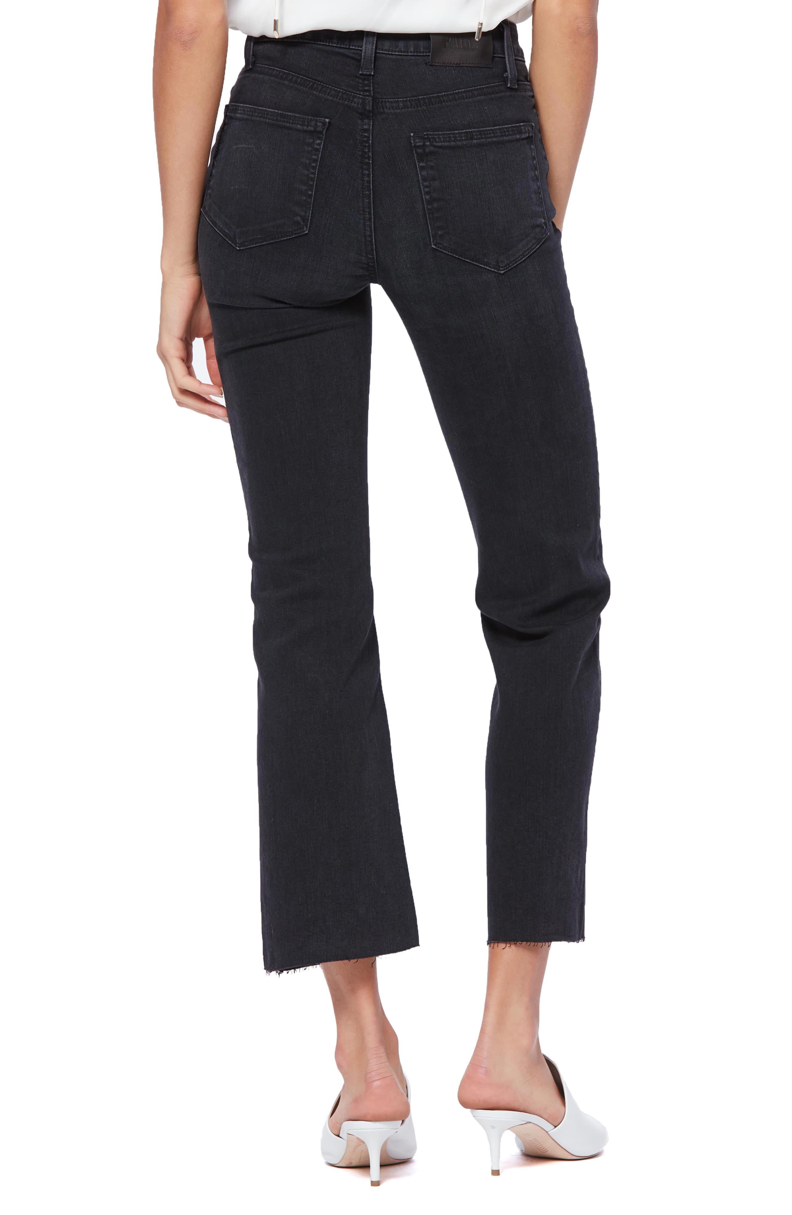 PAIGE Denim Atley High Waist Raw Hem Crop Flare Jeans in Black Lyst