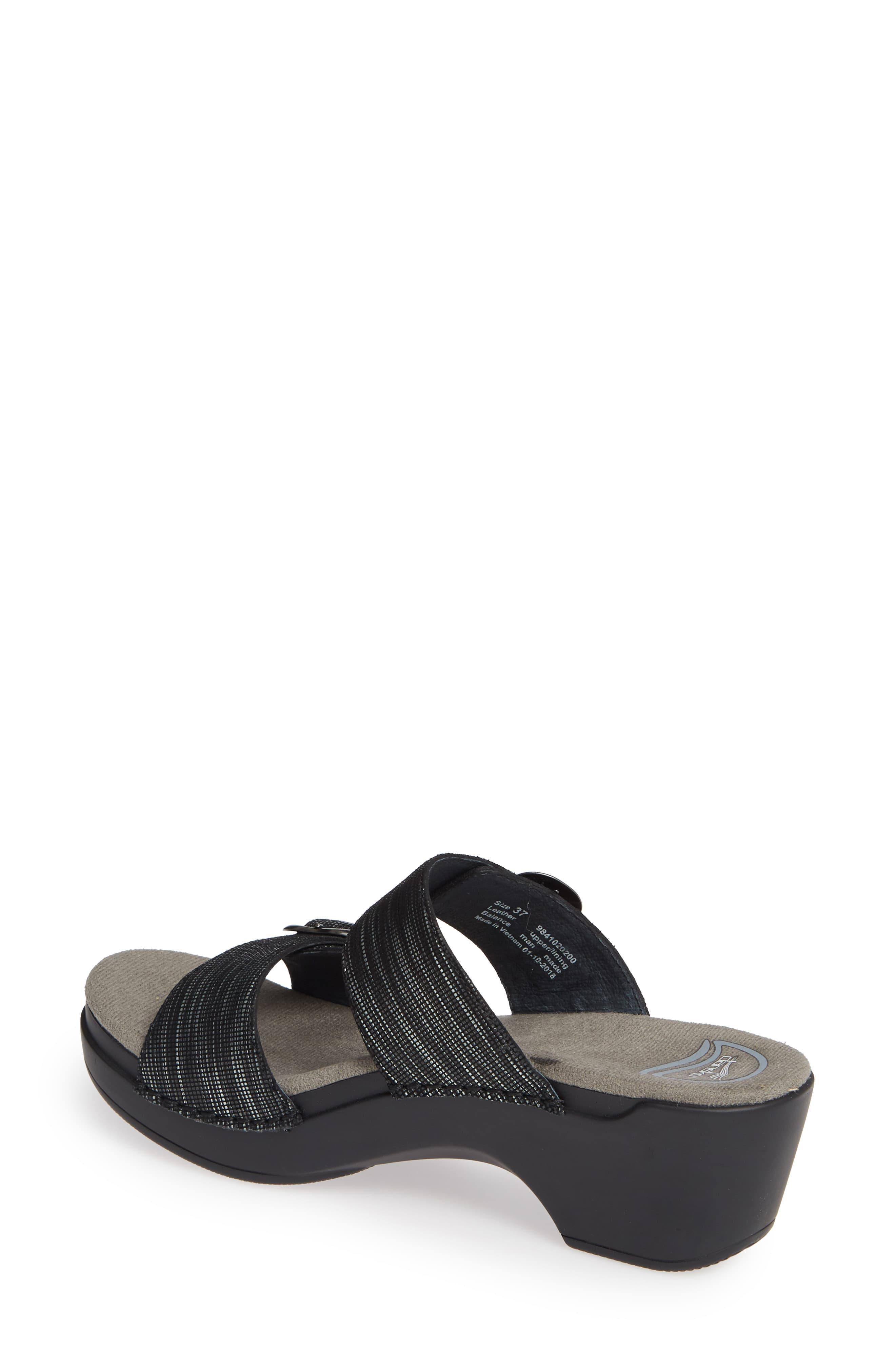 Dansko 'sophie' Sandal in Black Metallic Leather (Black) - Lyst