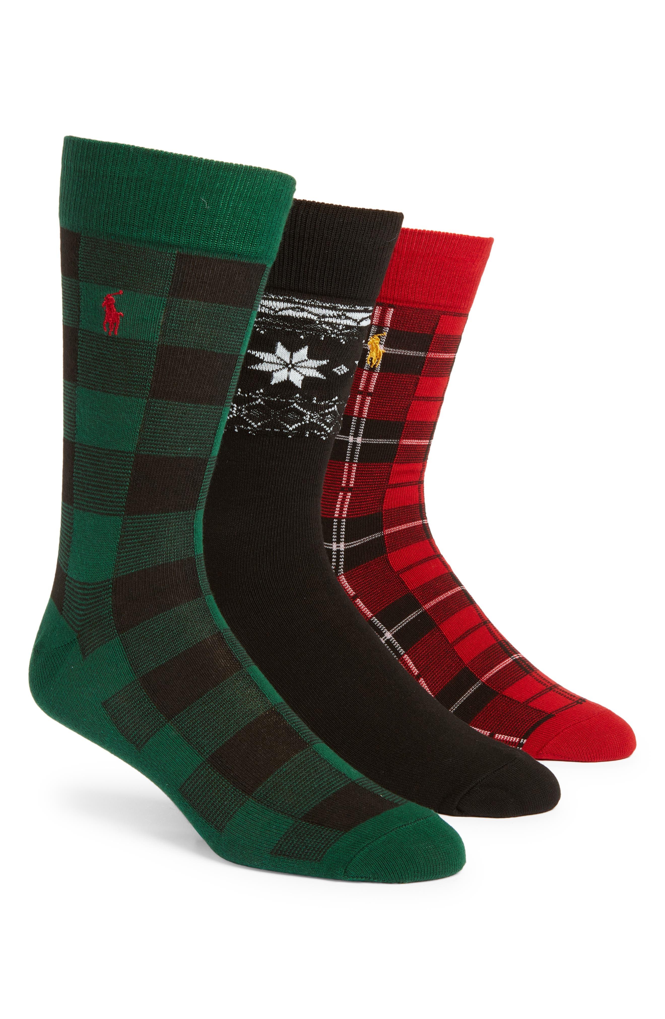 Polo Ralph Lauren Cotton Plaid & Fair Isle Assorted 3pack Crew Socks