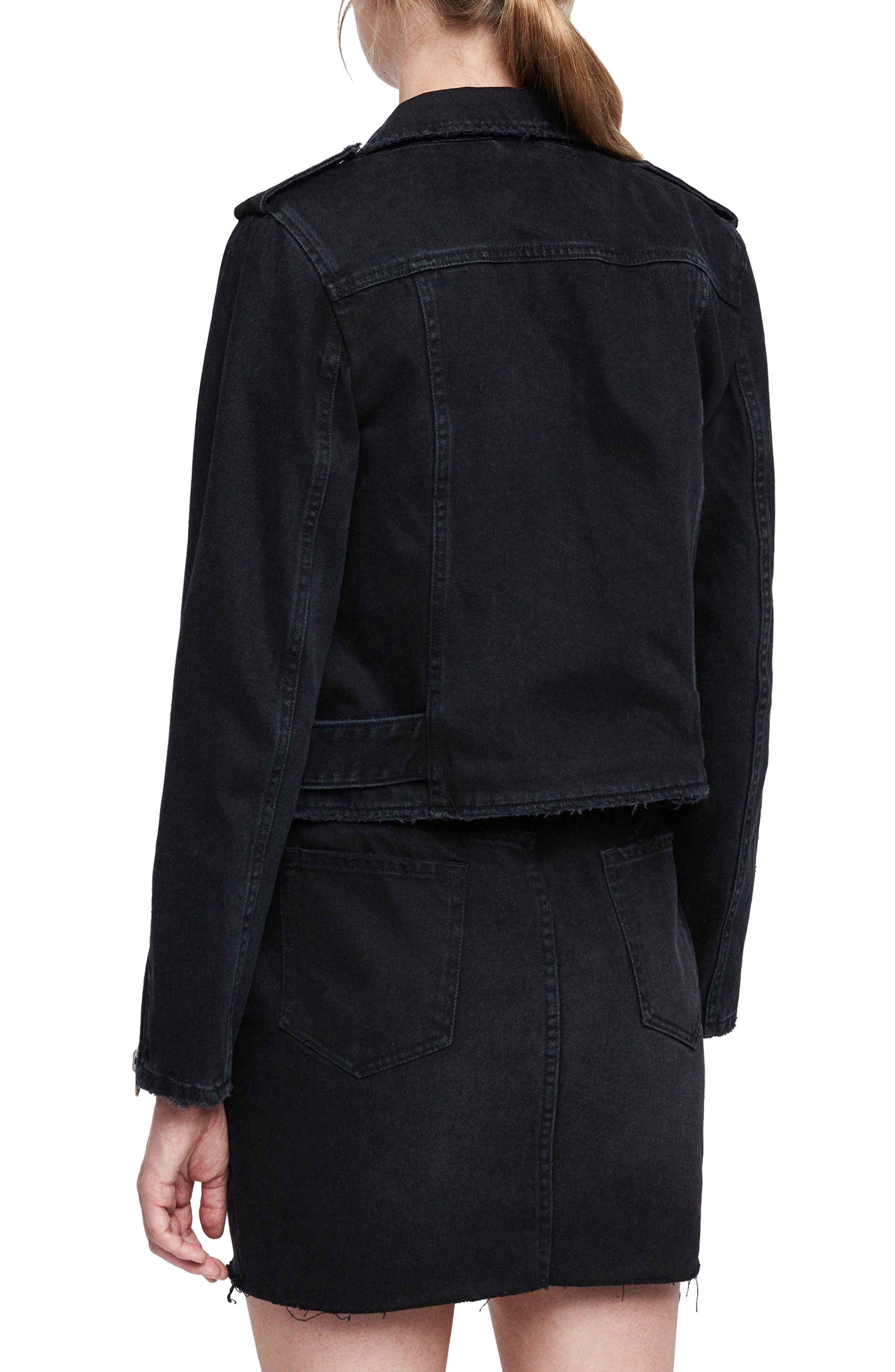 AllSaints Balfern Denim Biker Jacket in Black Lyst