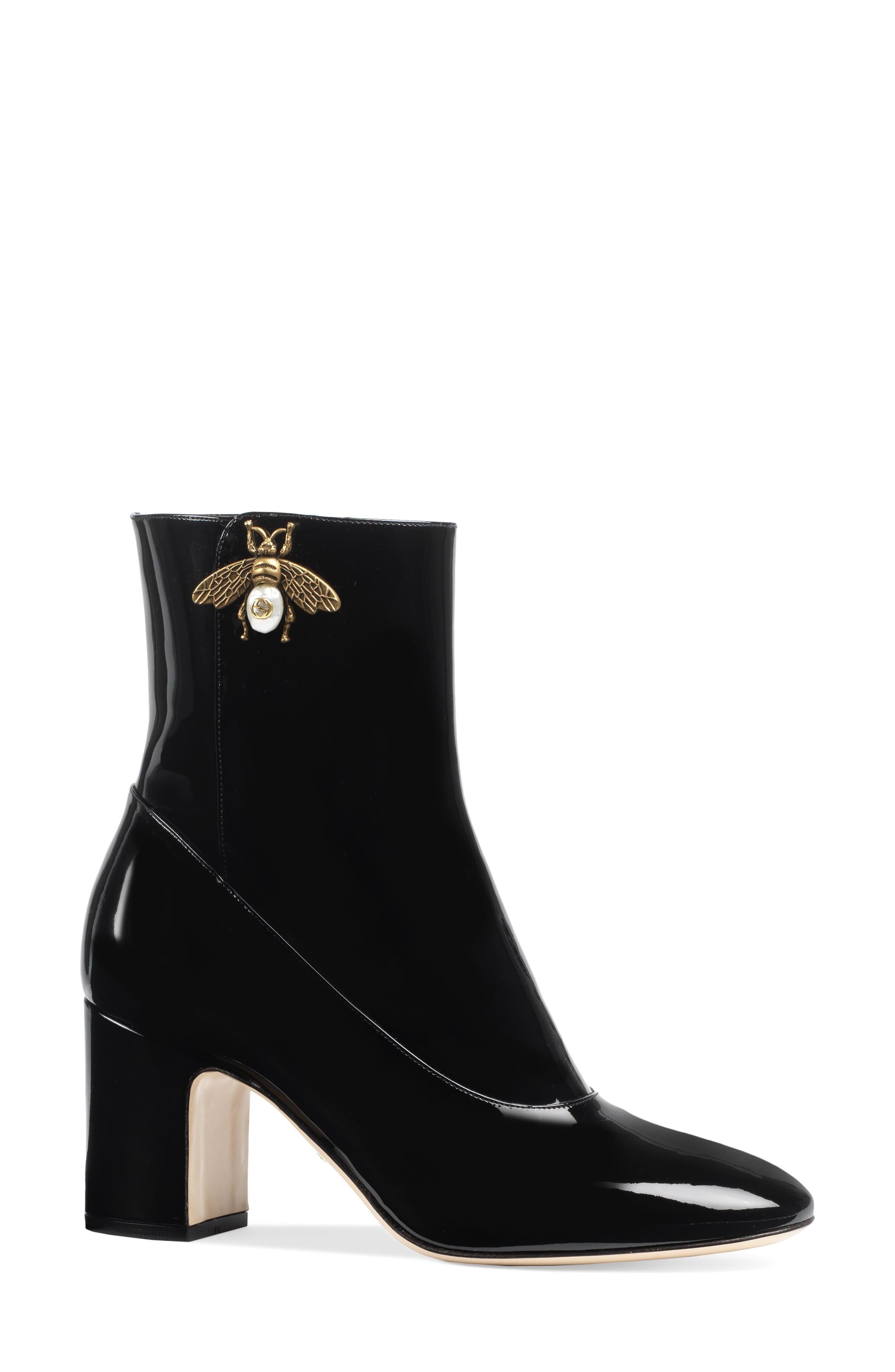 Meander Bryde igennem landmænd Gucci Bee Bootie in Black | Lyst