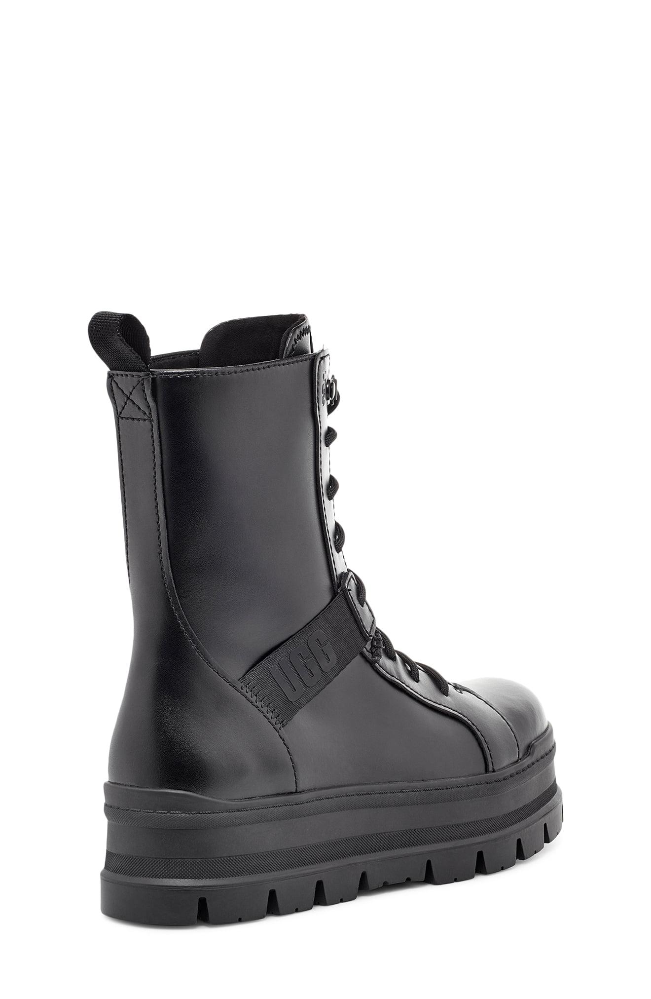 UGG Wool UGG Sheena Lace-up Boot in Black Leather (Black) - Lyst