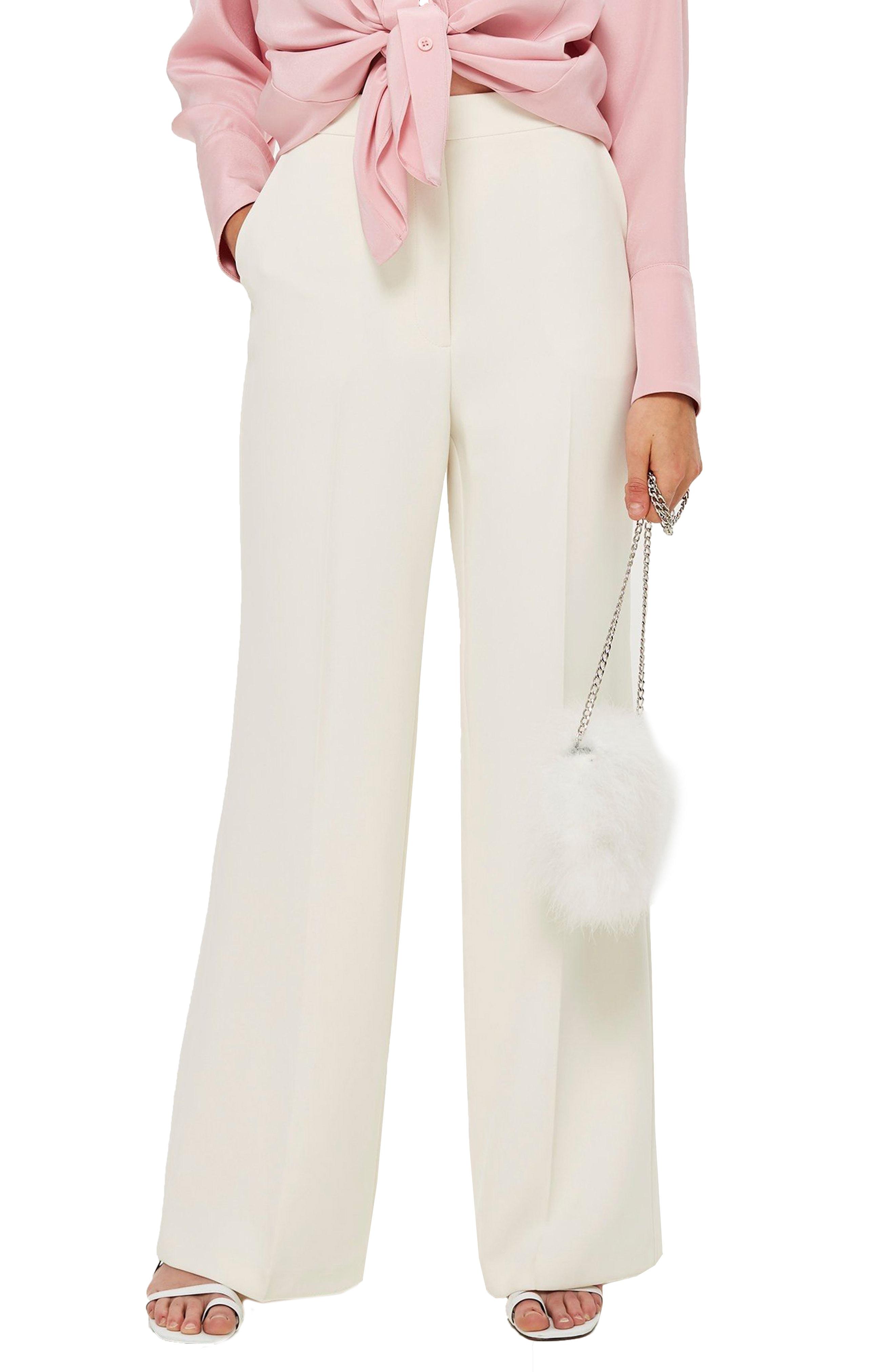 cream high waisted wide leg trousers