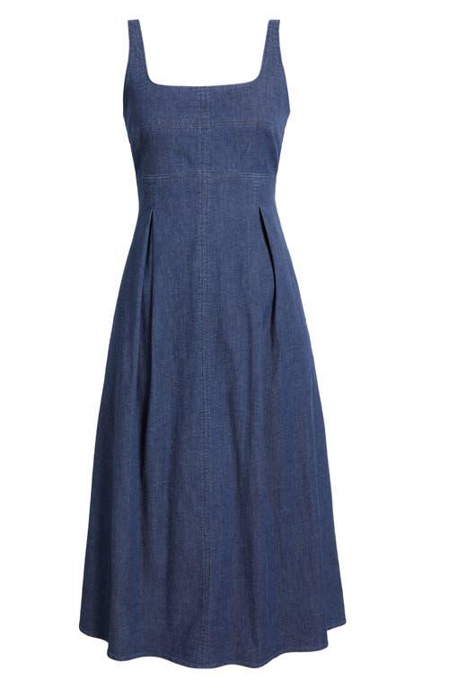 Anne Klein Pleated Denim Dress in Blue | Lyst