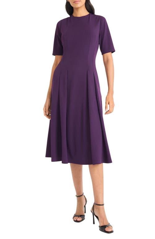 midi dress high neck High Neck Flowered Jacquard Midi Dress RED