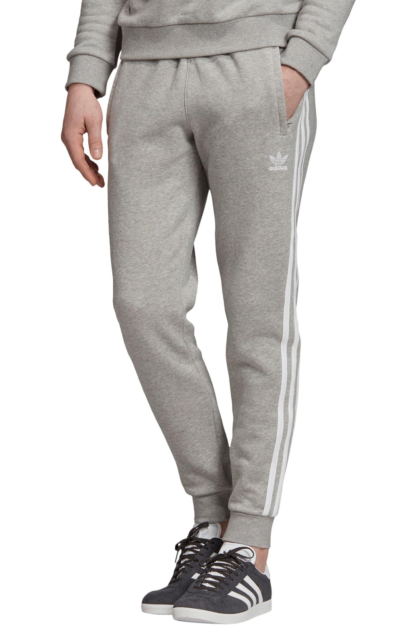 adidas Originals Cotton 3-stripes Sweatpants in Gray for Men - Lyst