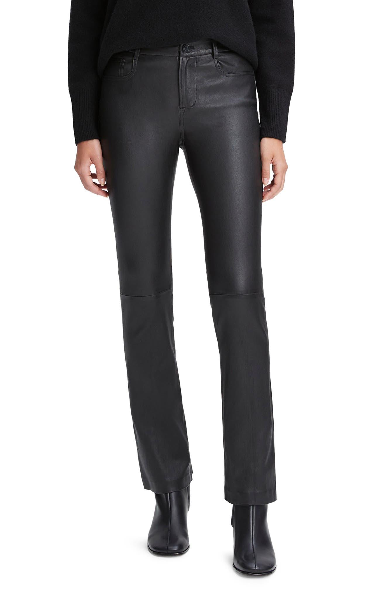 Vince Stretch Bootcut Leather Pants in Black Lyst