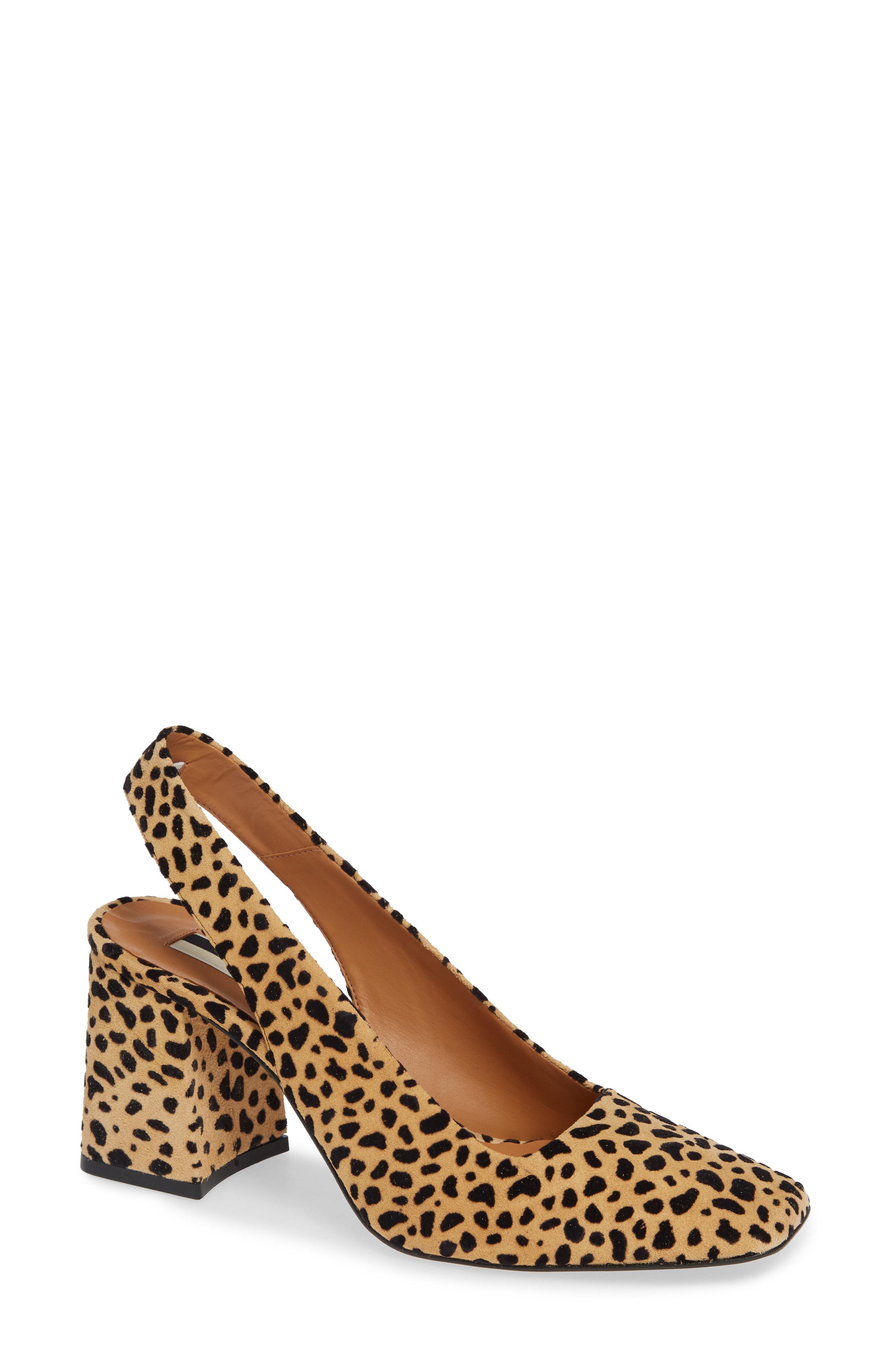 TOPSHOP Gainor Leopard Print Slingback Shoes Brown