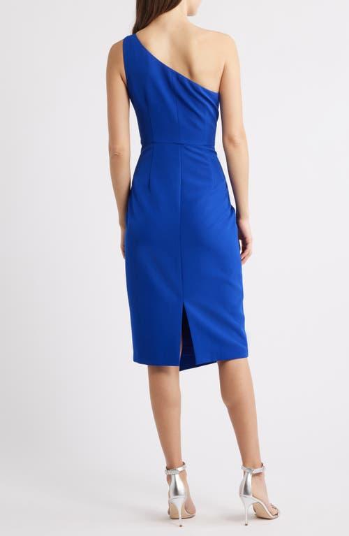 vince camuto ruched asymmetric laguna crepe dress Vince Camuto Laguna One-Shoulder Ruffle Detail Asymmetric Midi Dress in  Blue