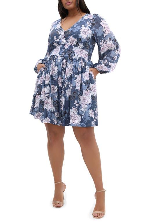 City Chic Long Sleeve Dress in Blue | Lyst