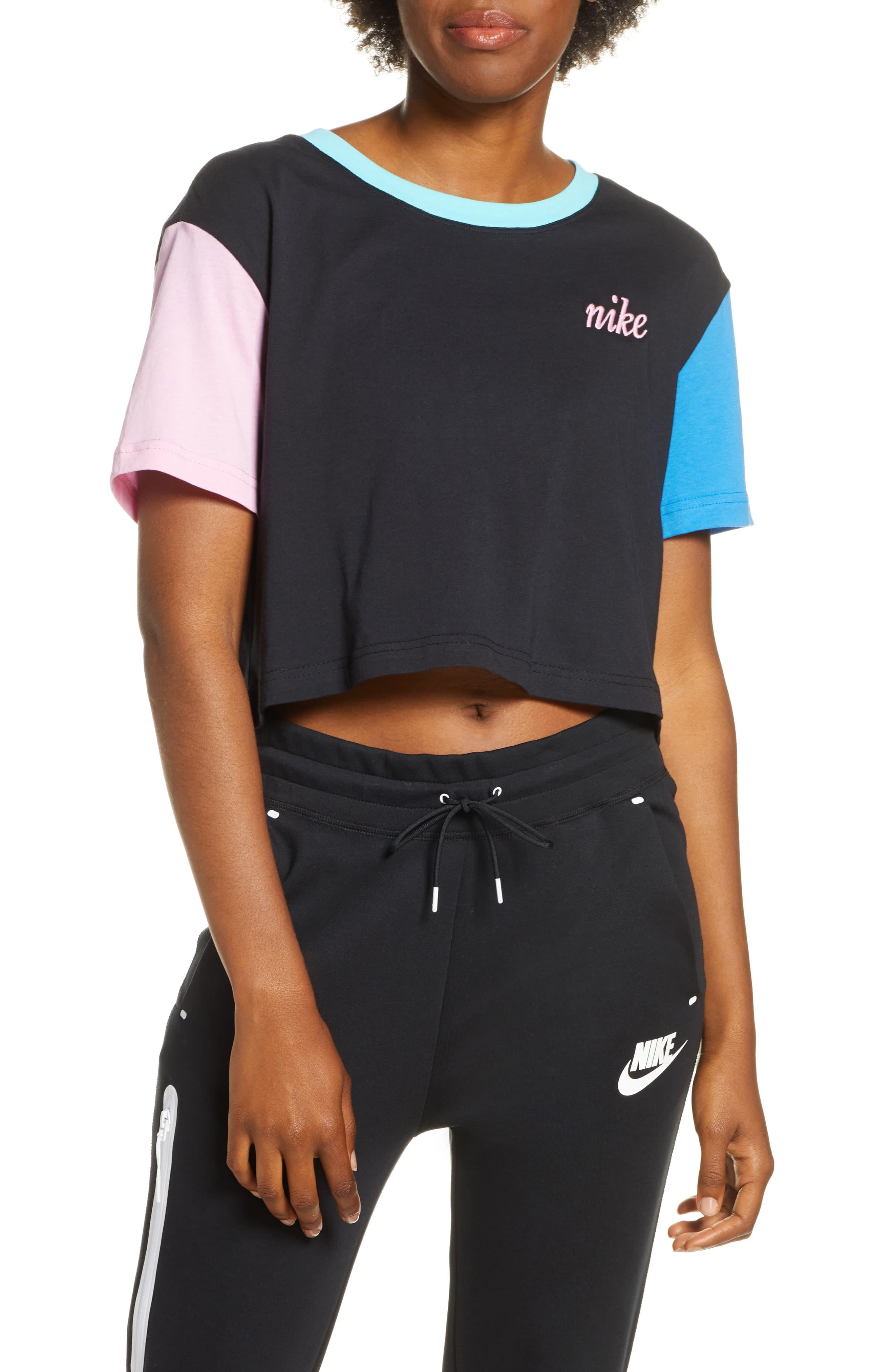 nike color block crop top