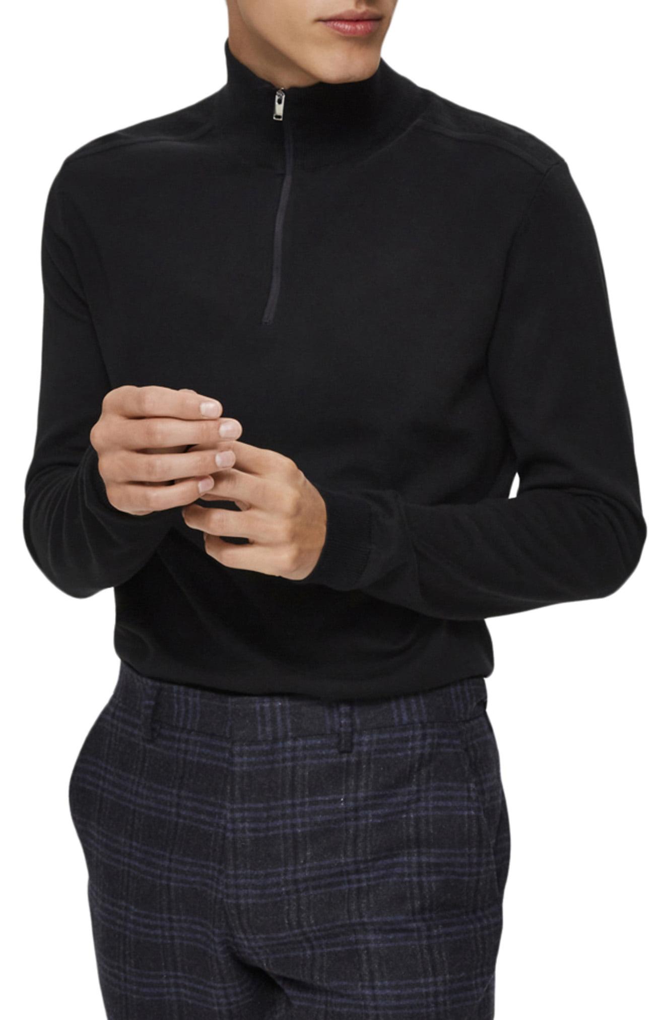 Download SELECTED Cotton Berg Half-zip Mock Neck Sweater in Black ...
