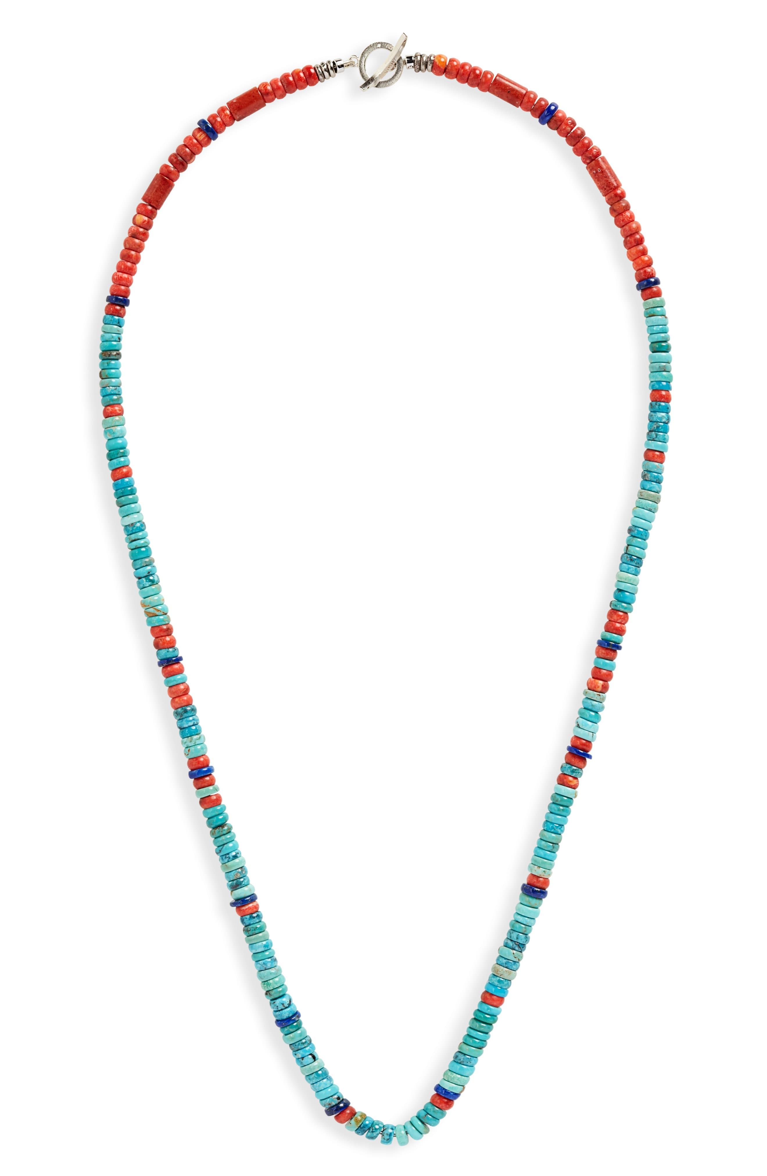Mikia Heishi Stone & Coral Bead Necklace for Men - Lyst