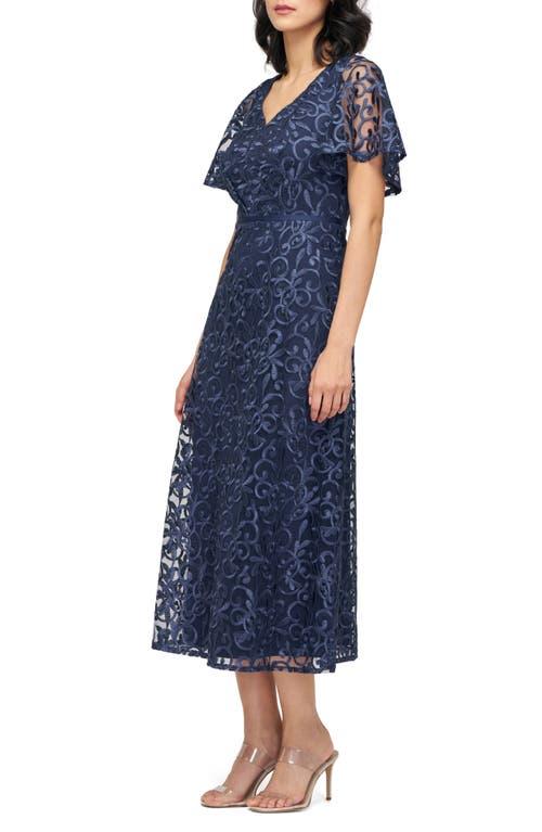 knee length dresses for ladies JS Collections Embroidered On Lace Cocktail Dress 4
