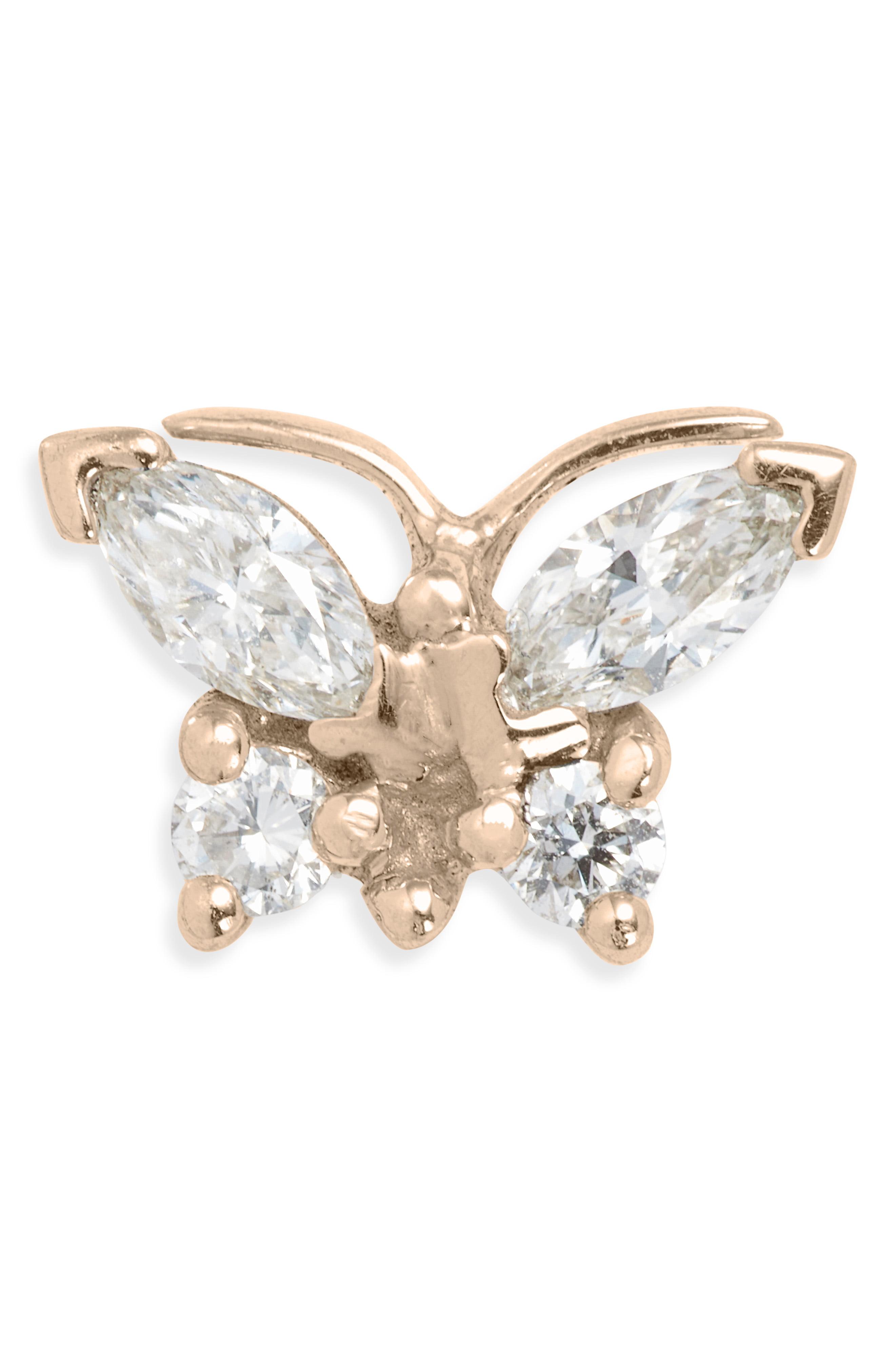 Maria Tash Marquise Diamond Butterfly Stud Earring - Lyst
