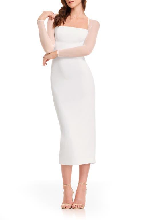 Dress the Population Maxine Long Sleeve Midi Dress in White | Lyst