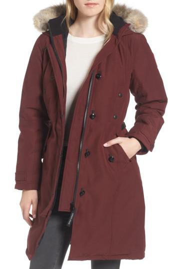 kensington slim fit down parka with genuine coyote fur trim canada goose